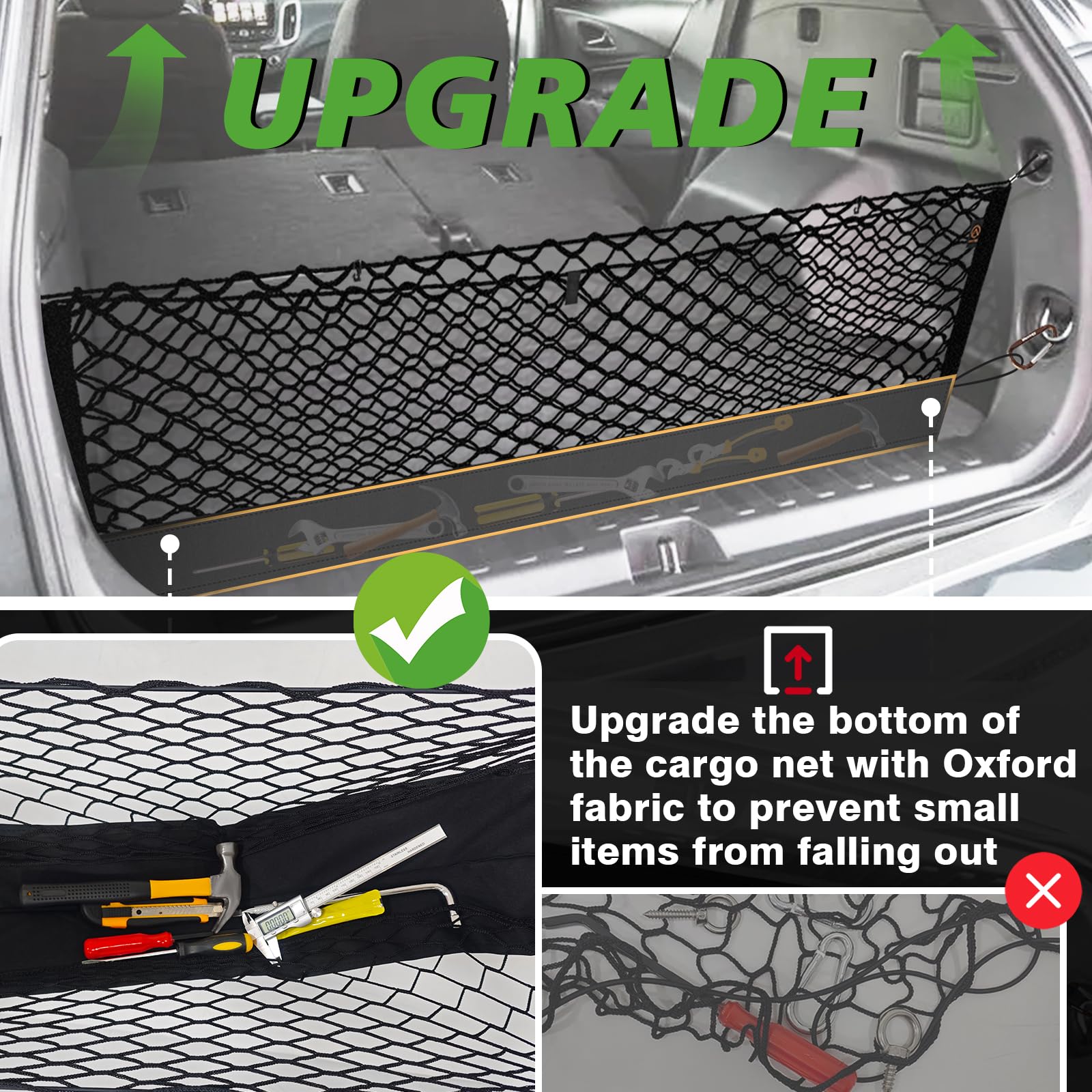 Muslogy Envelope Style Trunk Cargo Net Compatible With 2018-2024 Chevy Equinox & Gmc Terrain Accessories Custom Fit Trunk Organi