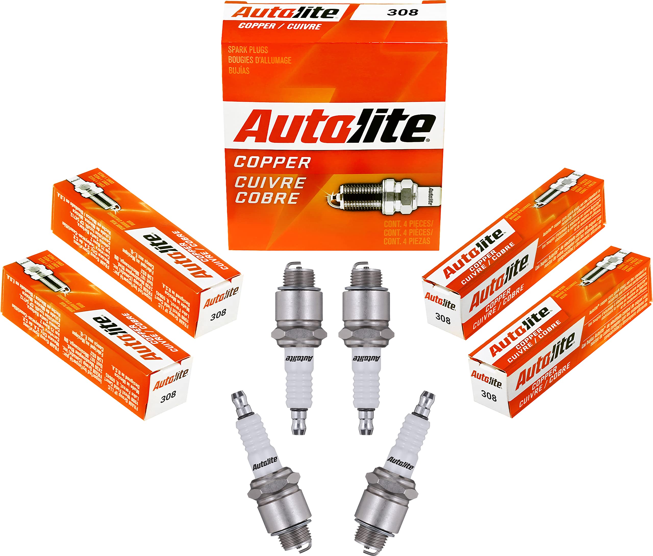 Autolite 308 Copper Resistor Automotive Replacement Spark Plugs (4 Pack)