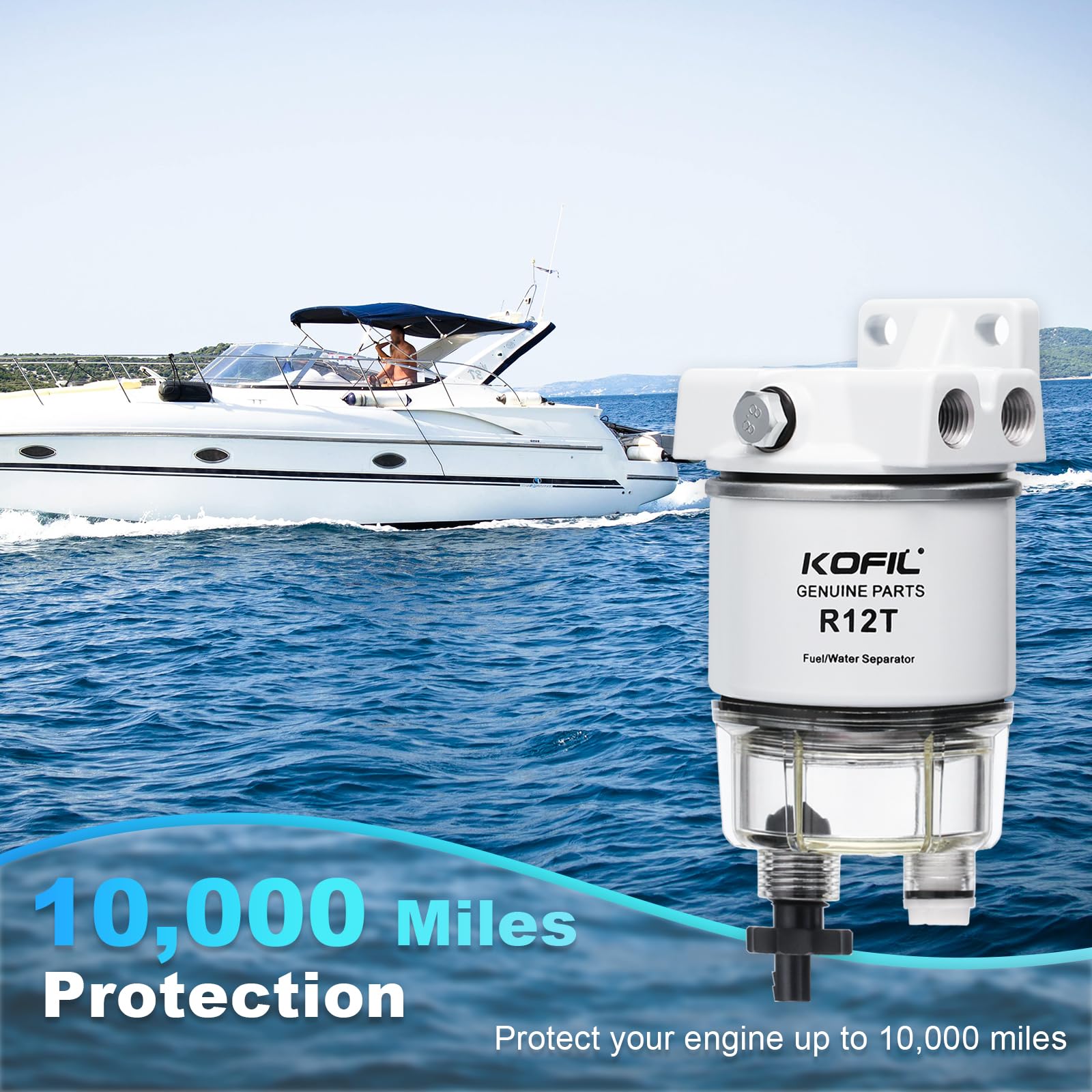 R12T Fuel Water Separator Marine Fuel Filter/Water Separator Assembly, Pack Of 2 For Outboard Motor Marine Engine, Replaces# S32