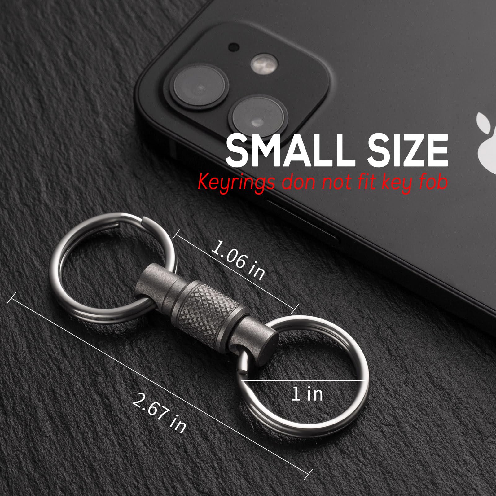Fegve Titanium Quick Release Swivel Keychain, Pull Apart Detachable Keychain Heavy Duty Car Key Holder With Stainless Steel Key