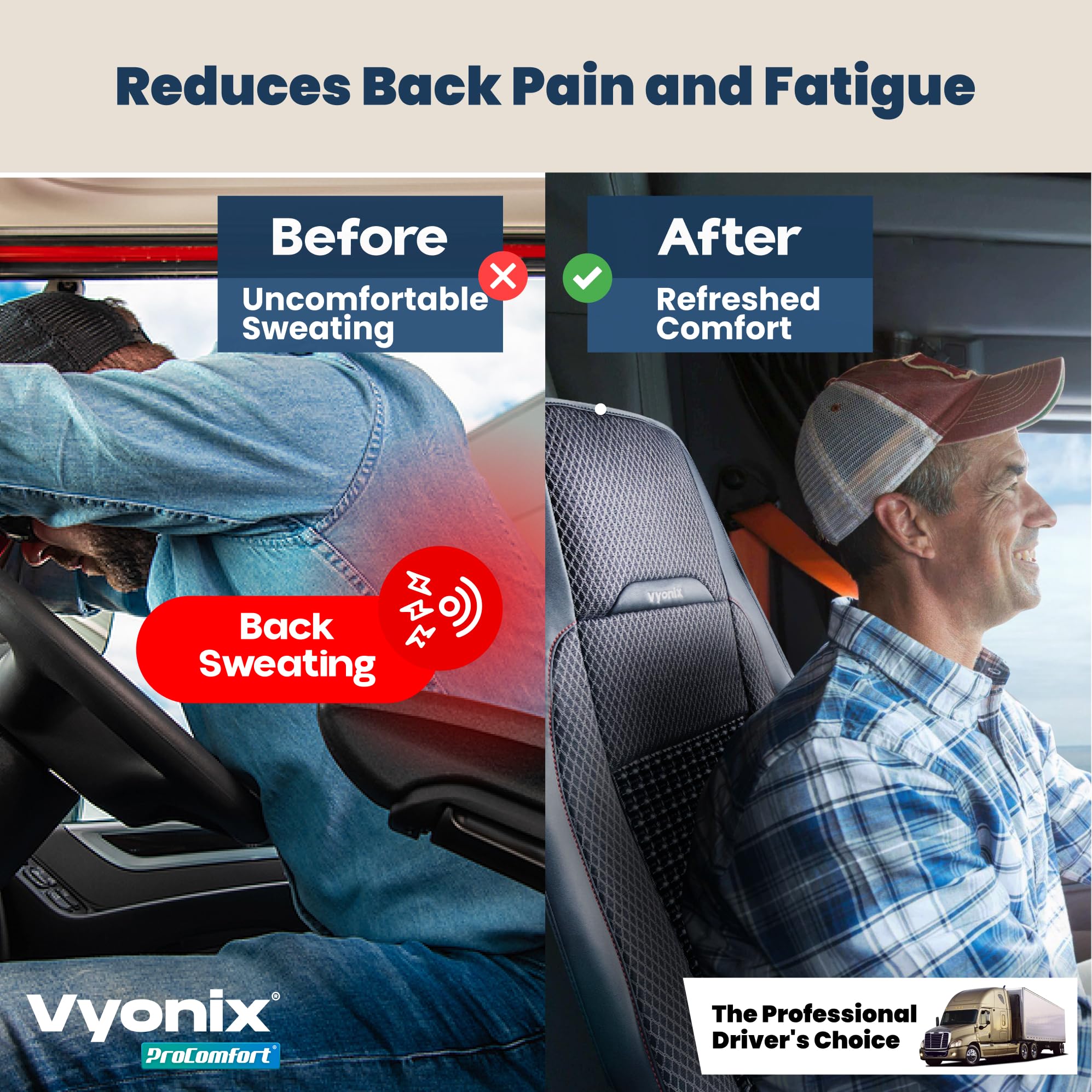 Vyonix Semi Truck Beaded Seat Covers, Cooling Car Seat Cushion for Back Support, Anti-Sweat Seat Covers for Trucks, Universal Fi