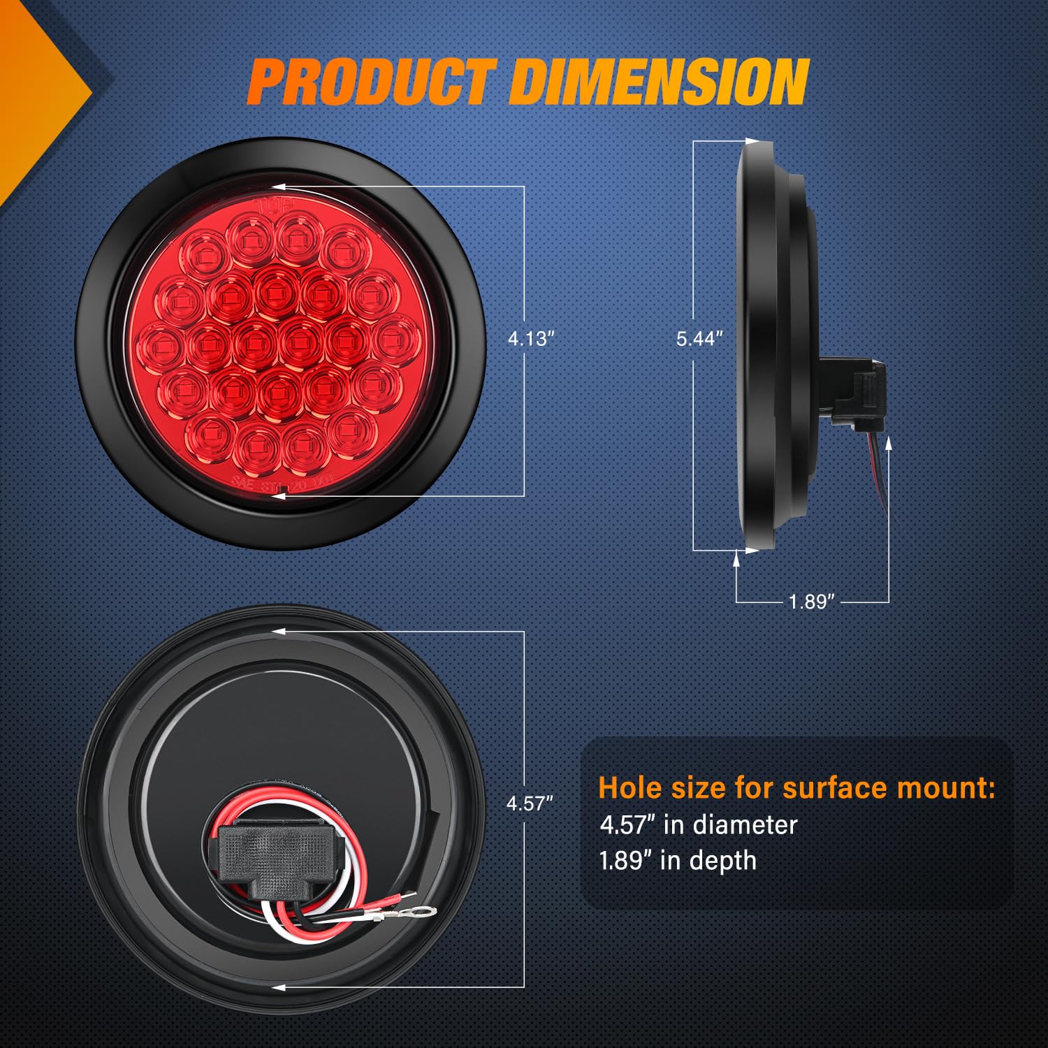 Nilight 4Inch Round Trailer Tail Light 4Pcs 24Led Red Stop Brake Turn Marker Light W/Flush Mount Grommets Plugs Ip67 Waterproof