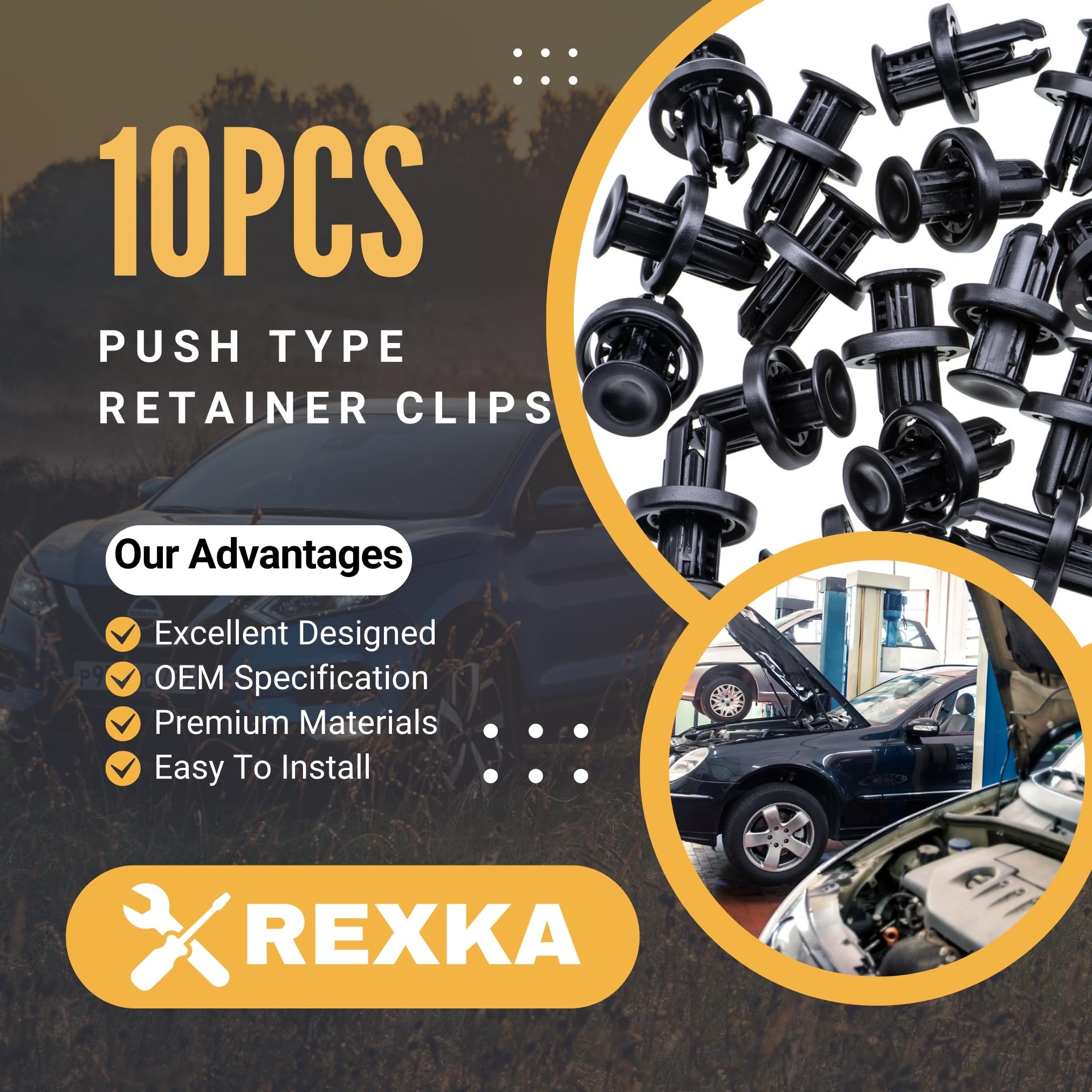 Rexka 10Pcs Rear Front Bumper Cover Fender Grille Under Cover Push-Type Retainer Clip Fastener Rivet 91505-Tm8-003 For Honda Acu