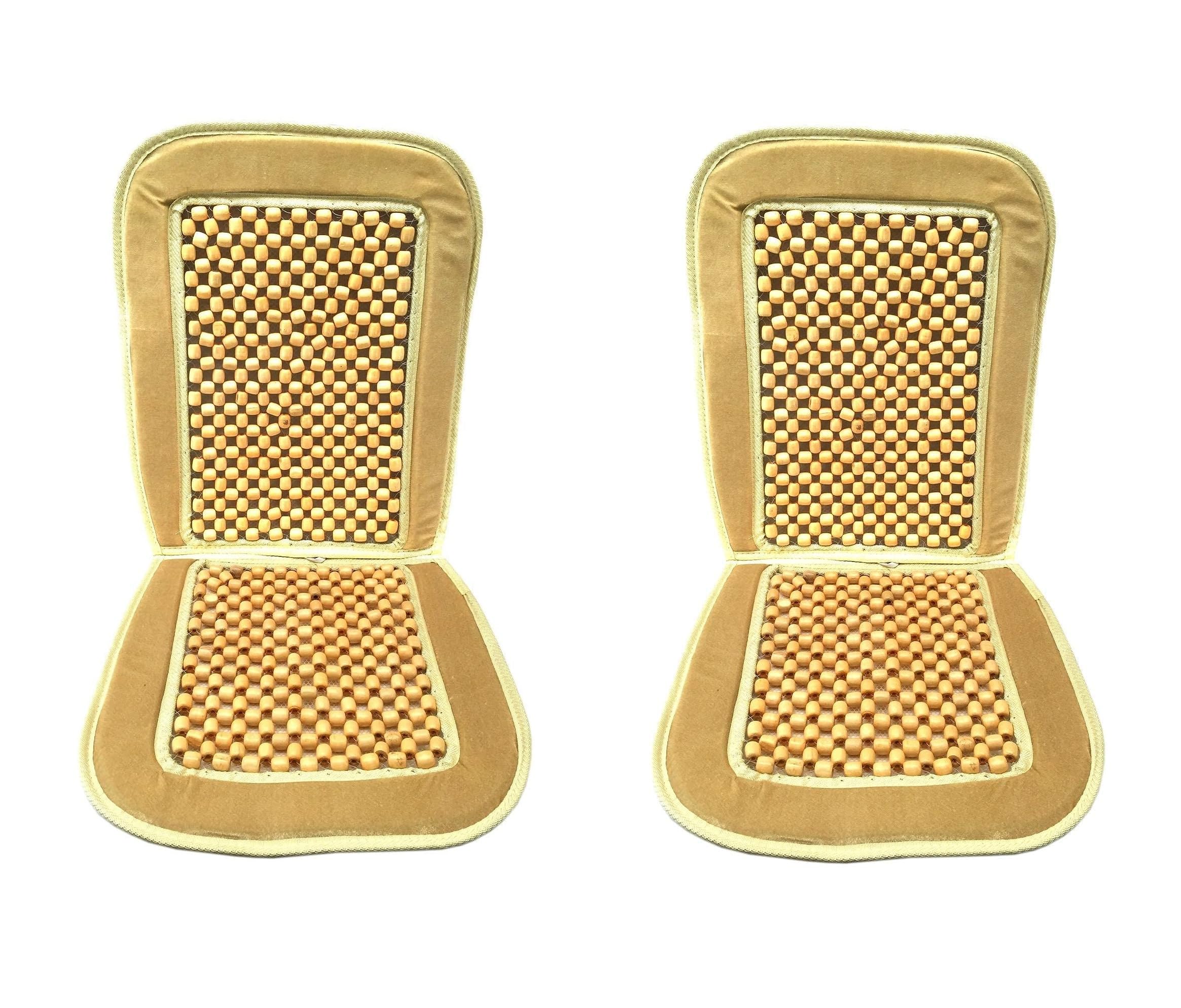 Kozdiko Car Wooden Bead Seat Cover with Velvet Fabric in Beige Colour (Pack of  2) Compatible with Honda Civic (2019Present)
