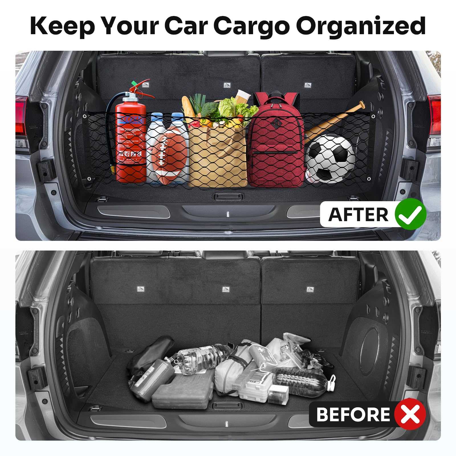 Canvcle Trunk Cargo Net for 2011-2021 Jeep Grand Cherokee Accessories Envelope Style Mesh Trunk Net Organizer and Storage Stretc