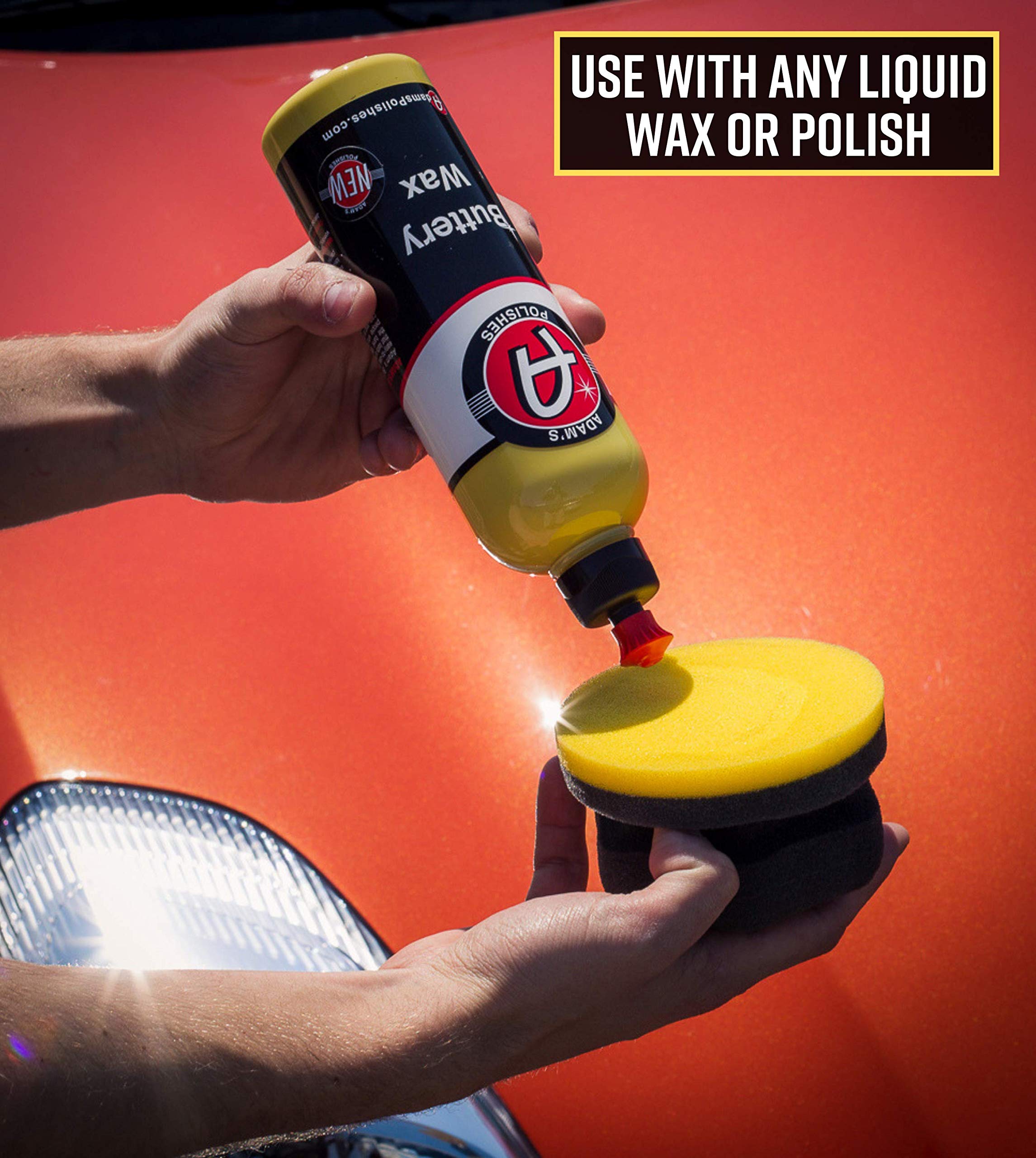 Adam'S Polishes Yellow Hex Grip Car Wax Foam Applicator - Waxing Kit Glaze Sealant Liquid Paste Wax Ceramic Coating | Auto Acces