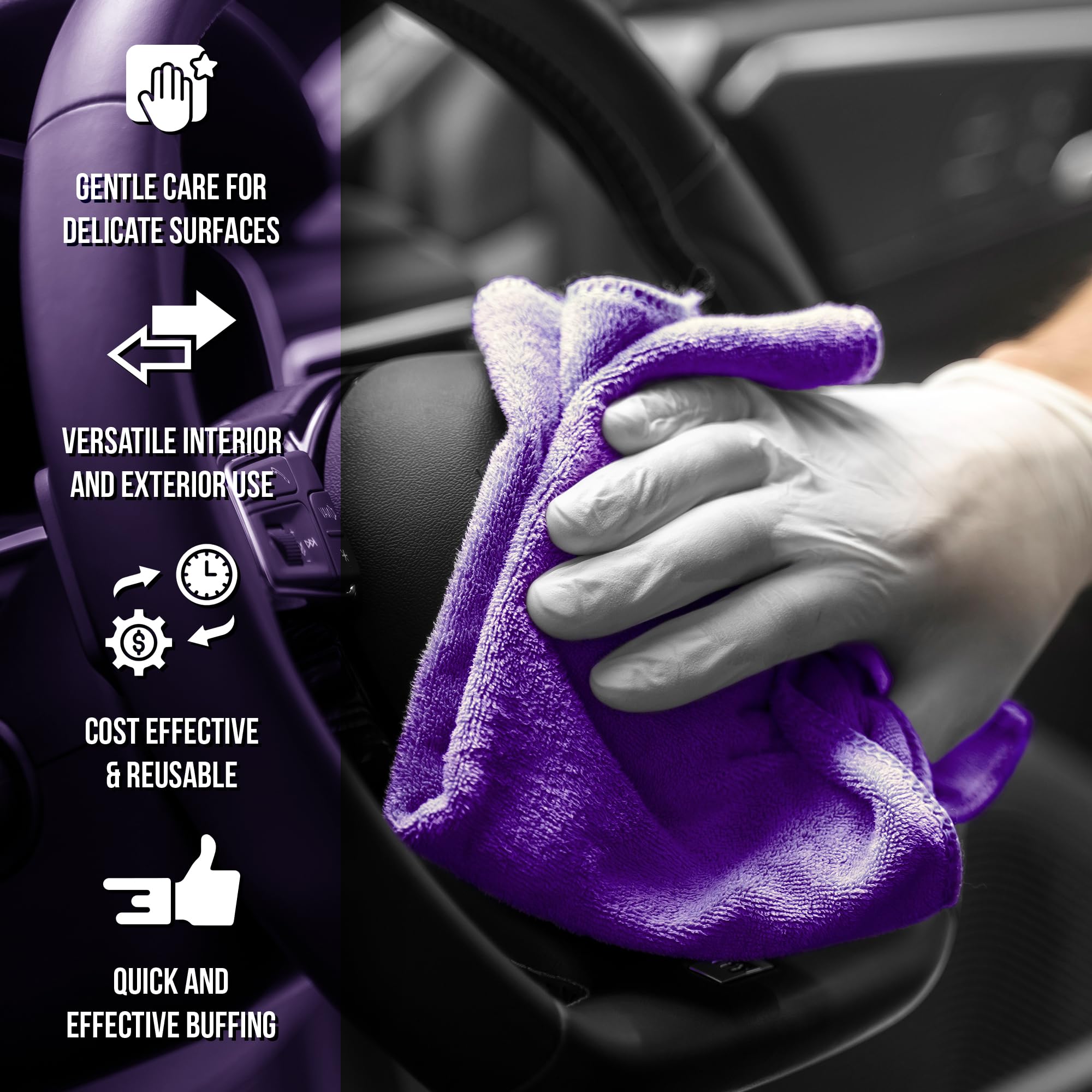 Paks Edgeless Microfiber Towels For Cars - 16X16 Absorbent Microfiber Car Towels For Kitchen & Detail Towels - 10-Pack Lintless Plush Microfiber Towels For Cars - Microfiber Towels For Cars Detailing