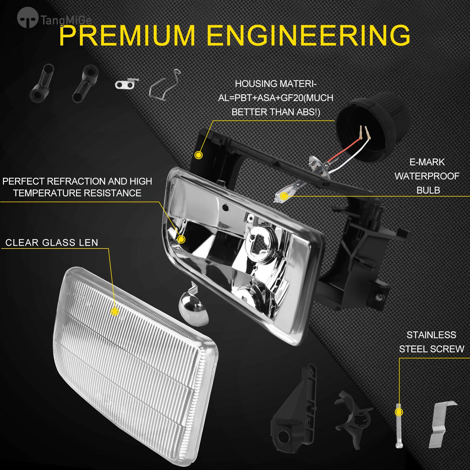 TangMiGe Fog Lights for BMW M3 E36 1992-1999 - Clear Lens, H1 Bulbs, 1 Pair - Enhance Visibility and Style