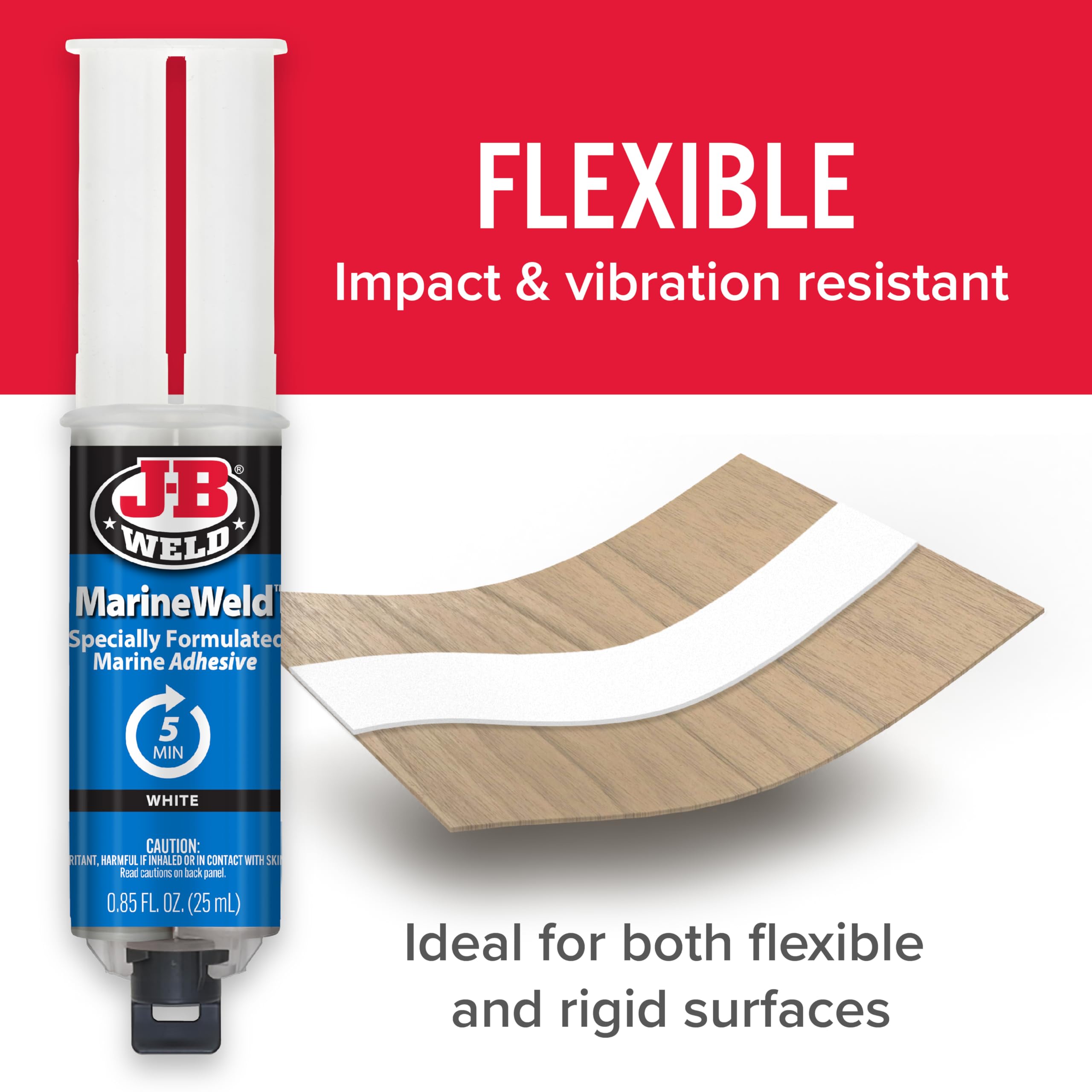 J-B Weld Marineweld Syringe 2-Pack, White, Uv Resistant, High-Strength & Impact Resistant, 25Ml 2-Pack, 50172-2