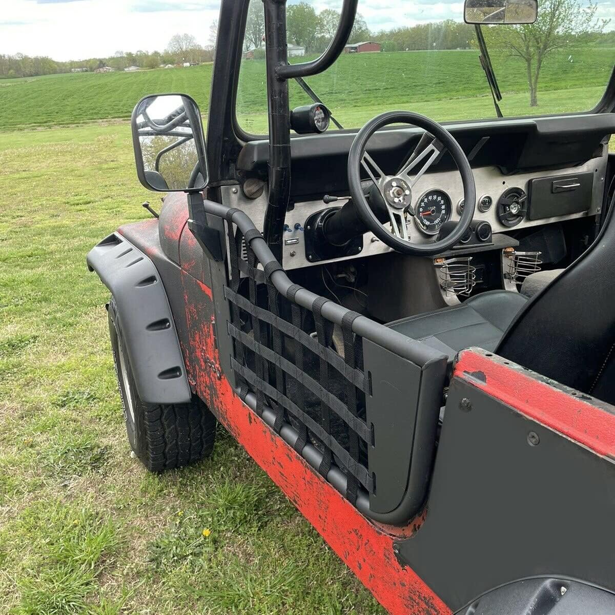 HECASA PAIR(2 Doors) Steel Tubular Door with Side Mirror Fits for Jeep Wrangler CJ7/YJ 1976-1995