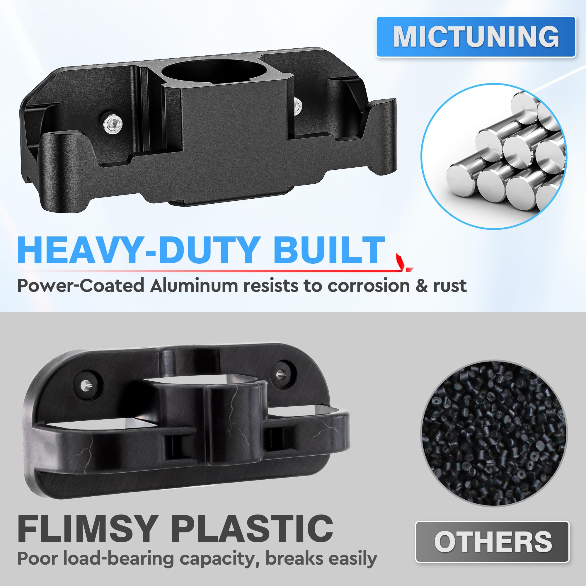 Mictuning Trailer Towing Organizer For 7 Way Plug, Heavy Duty Side Hooks Chain Cable Wire Harness Holder, Anti-Rust Aluminum Met