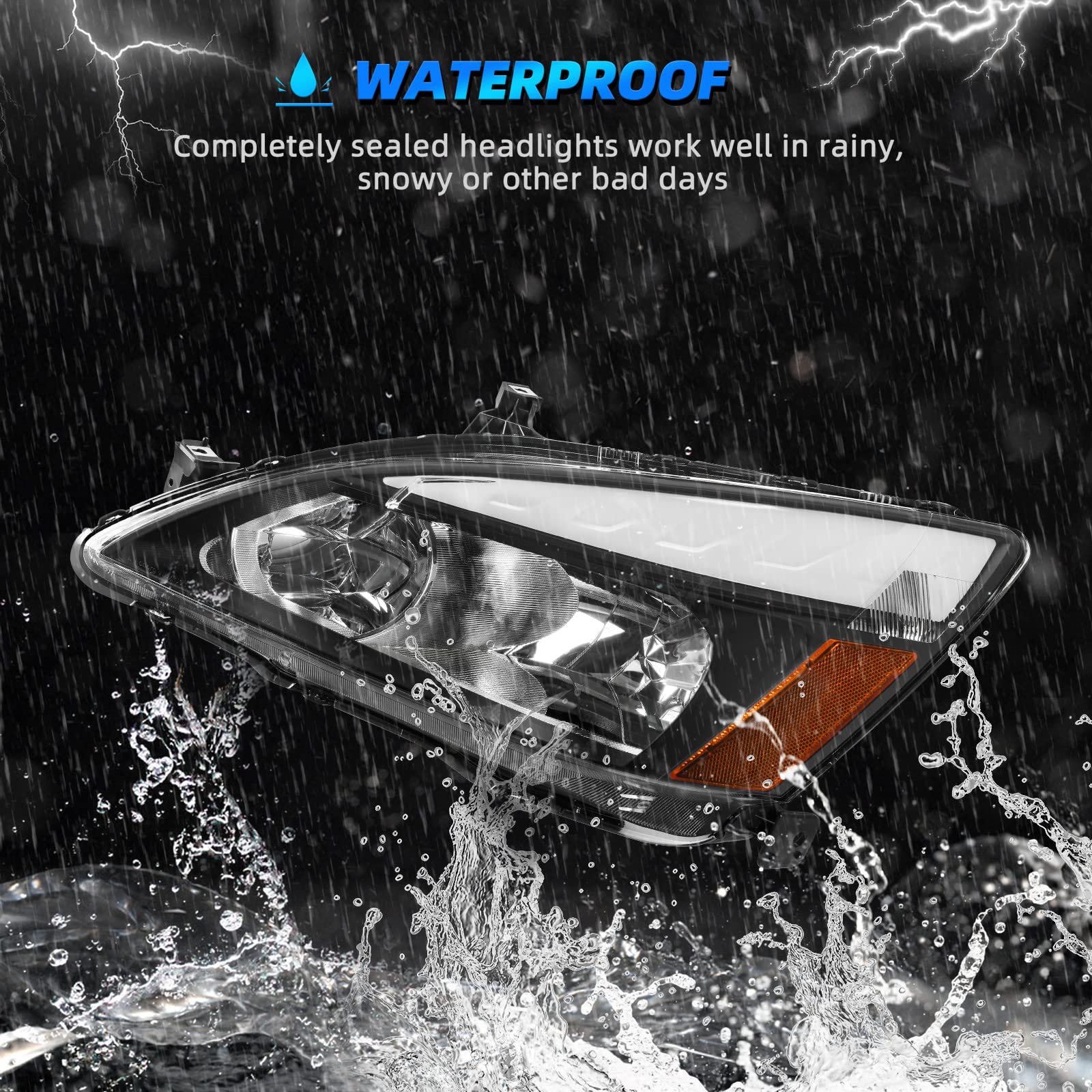 Autosaver88 Headlight Assembly Compatible With 2003 2004 2005 2006 2007 Accord Headlight Assembly Oe Headlamp Replacement Black Housing Clear Reflector