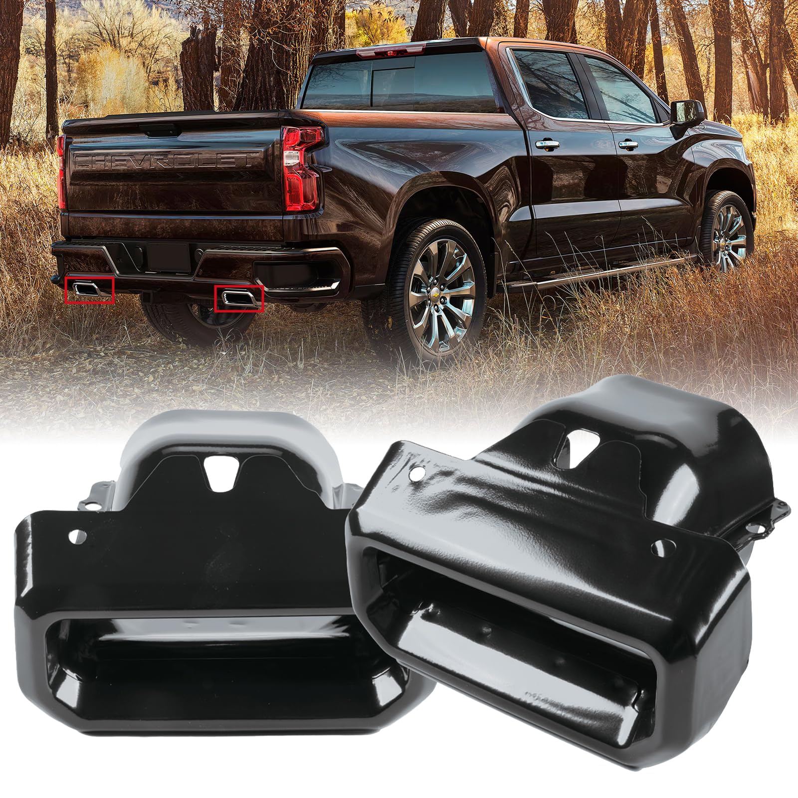 HRepair Exhaust Tips Bezels fits for 2019-2024 Chevy Silverado 1500 & GMC Sierra 1500 Exhaust Tips Replaces# 2253506