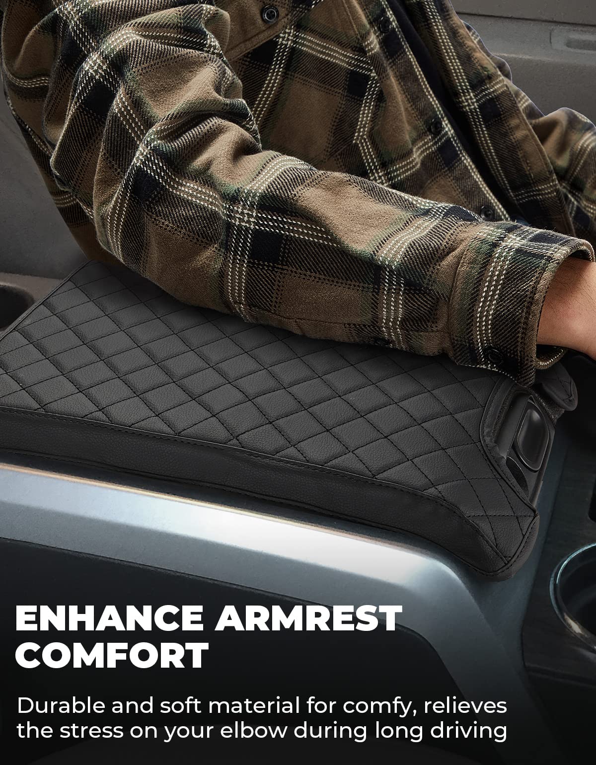 ISSYAUTO Center Console Cover for 2009-2014 F150, Leather Armrest Lid, Durable Protective Cover
