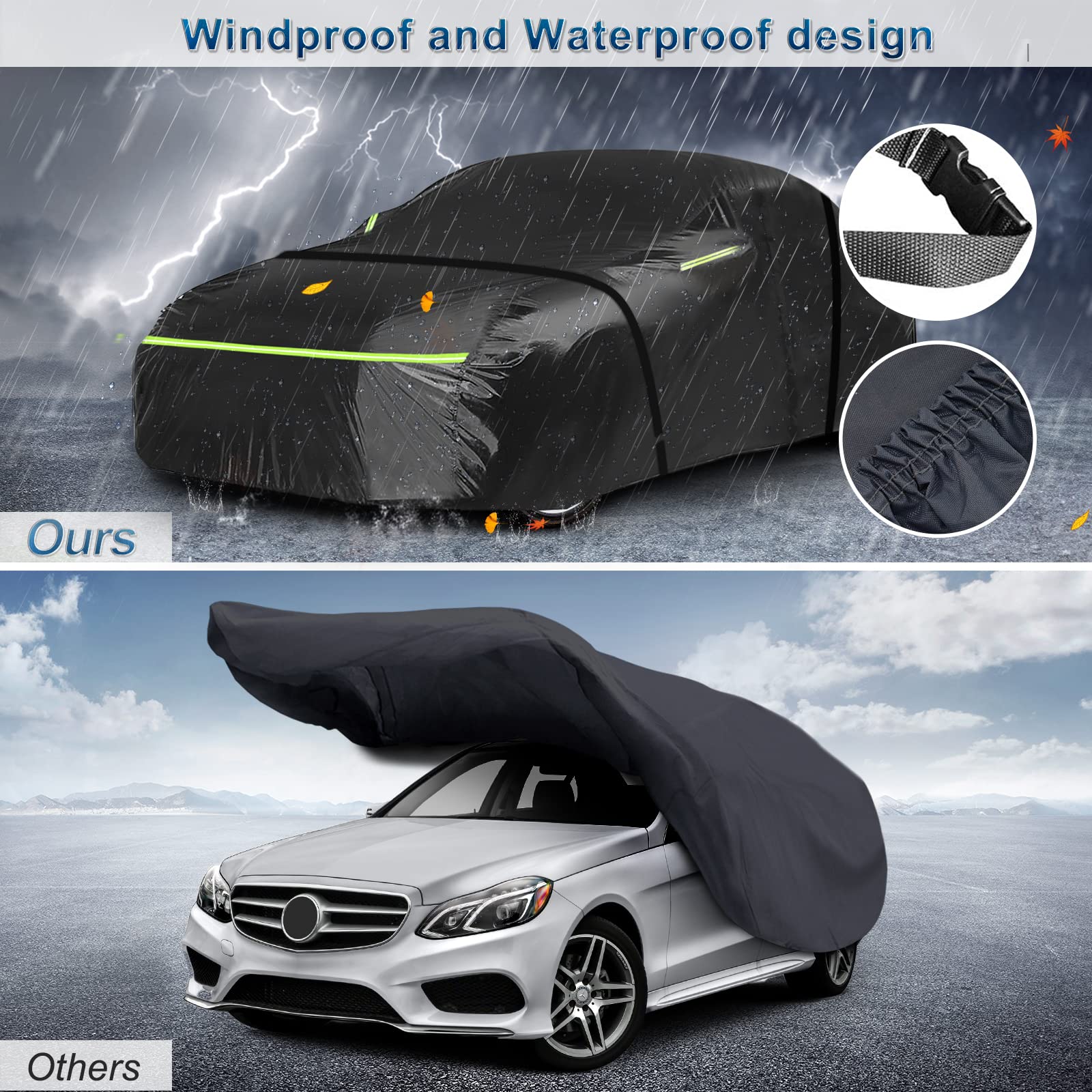 for Mercedes Benz E Car Cover Waterproof All Weather Heavy Duty Protection Outdoor Full Car Covers Windproof with Driver Side Zi