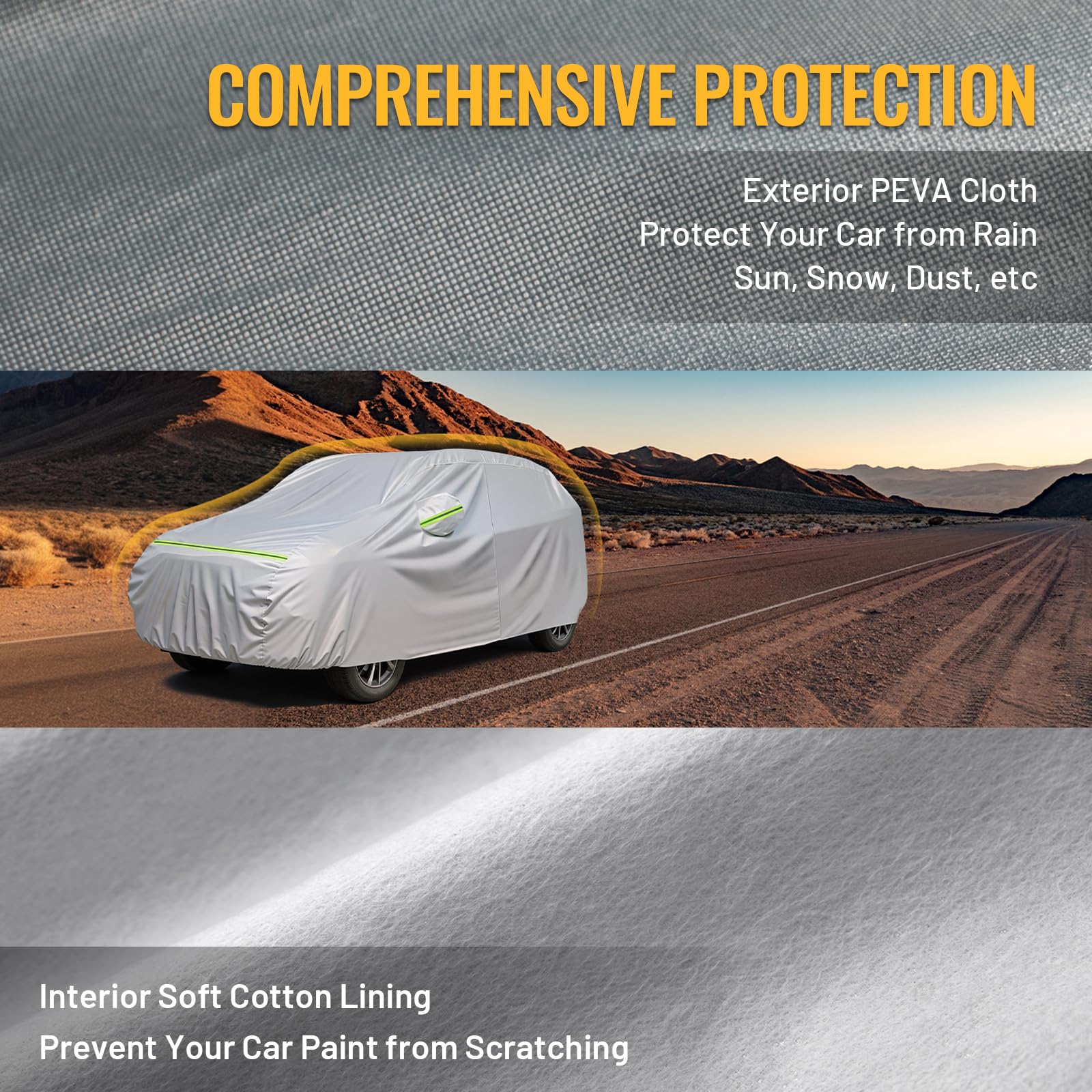 Favoto 6-Layer Suv Car Cover - Waterproof All Weather For Automobiles Heavy Duty Outdoor Dust Rain Sun Protection Snowproof Car