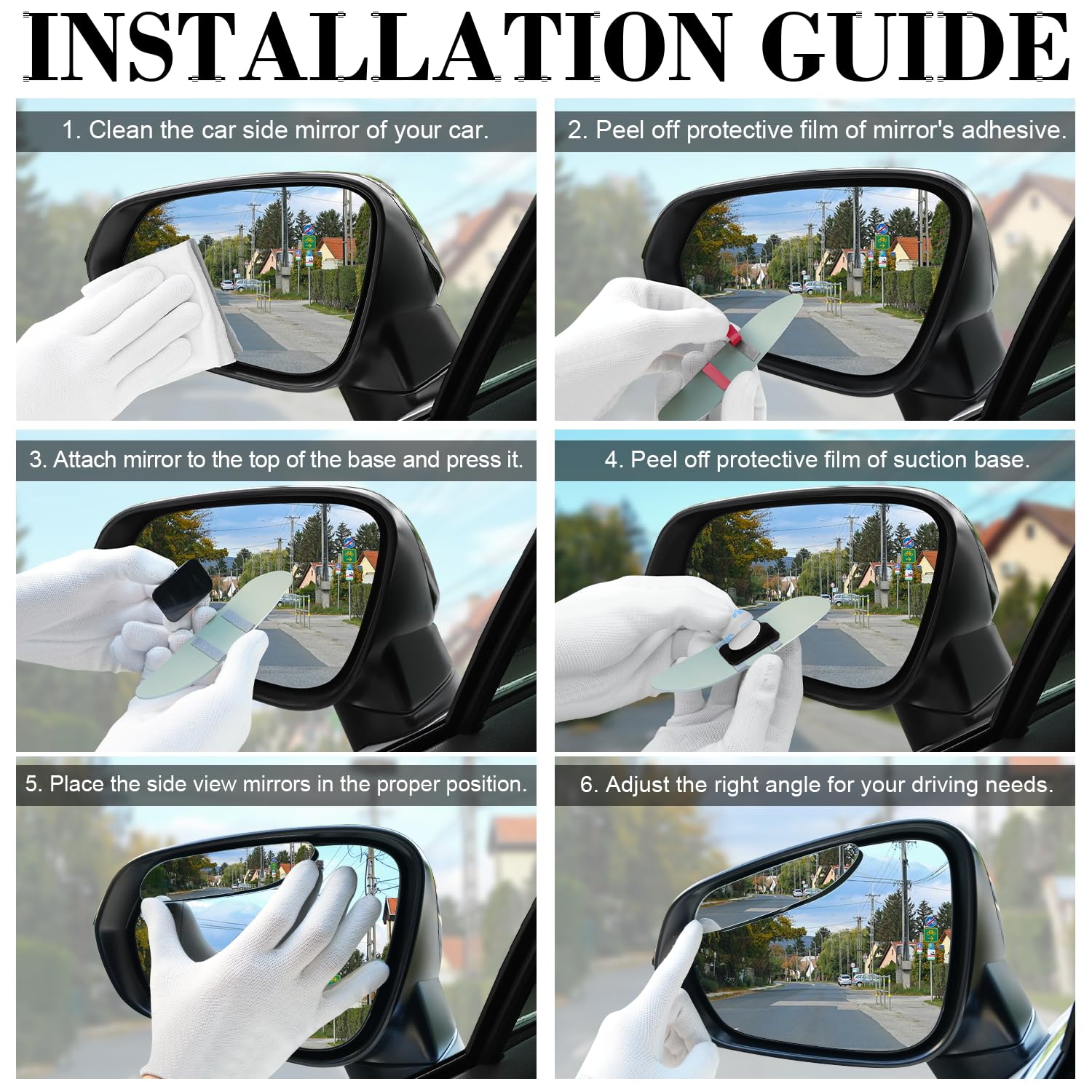 Livtee Long Blind Spot Mirror, Strip Hd Glass Frameless Convex Rear View Mirrors Exterior Accessories With Wide Angle Adjustable