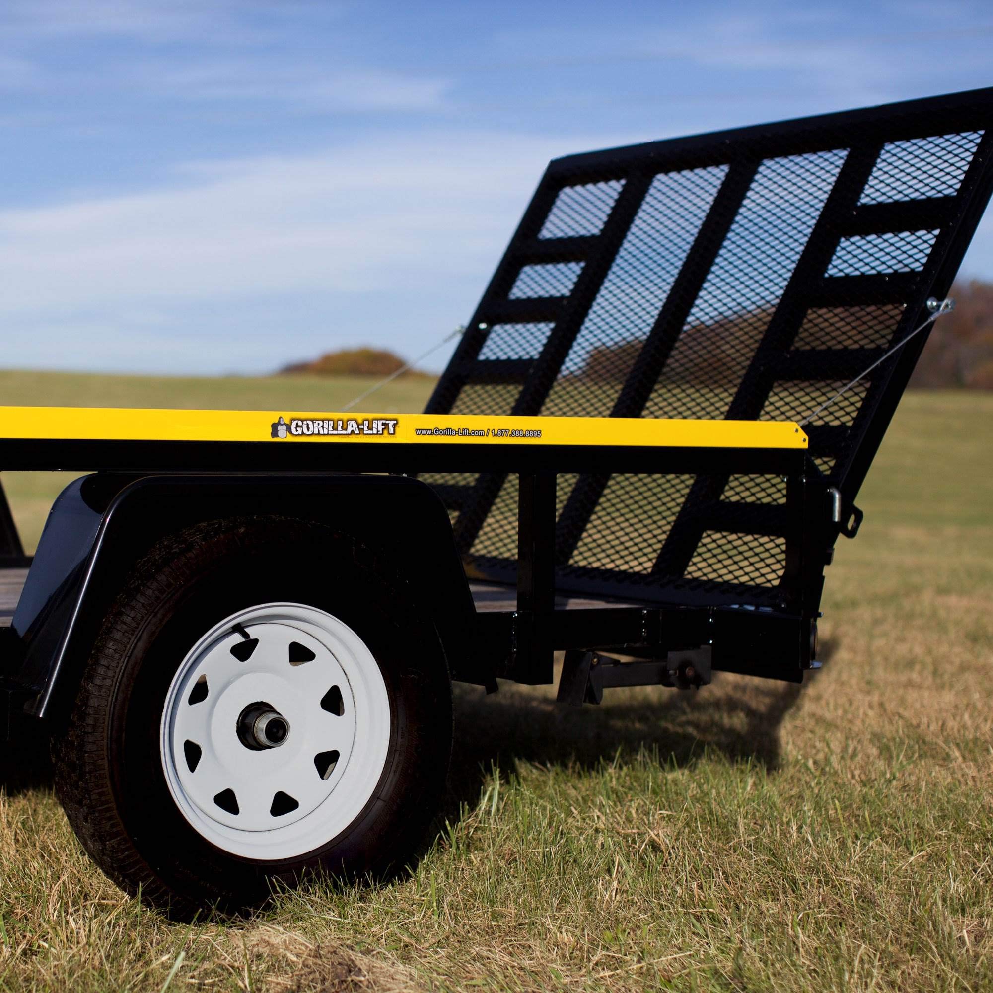 GORILLA-LIFT 2-Sided Trailer Tailgate Lift Assist - Alloy Steel, 6' x 2" x 2", Yellow, Model GOR2LIFT