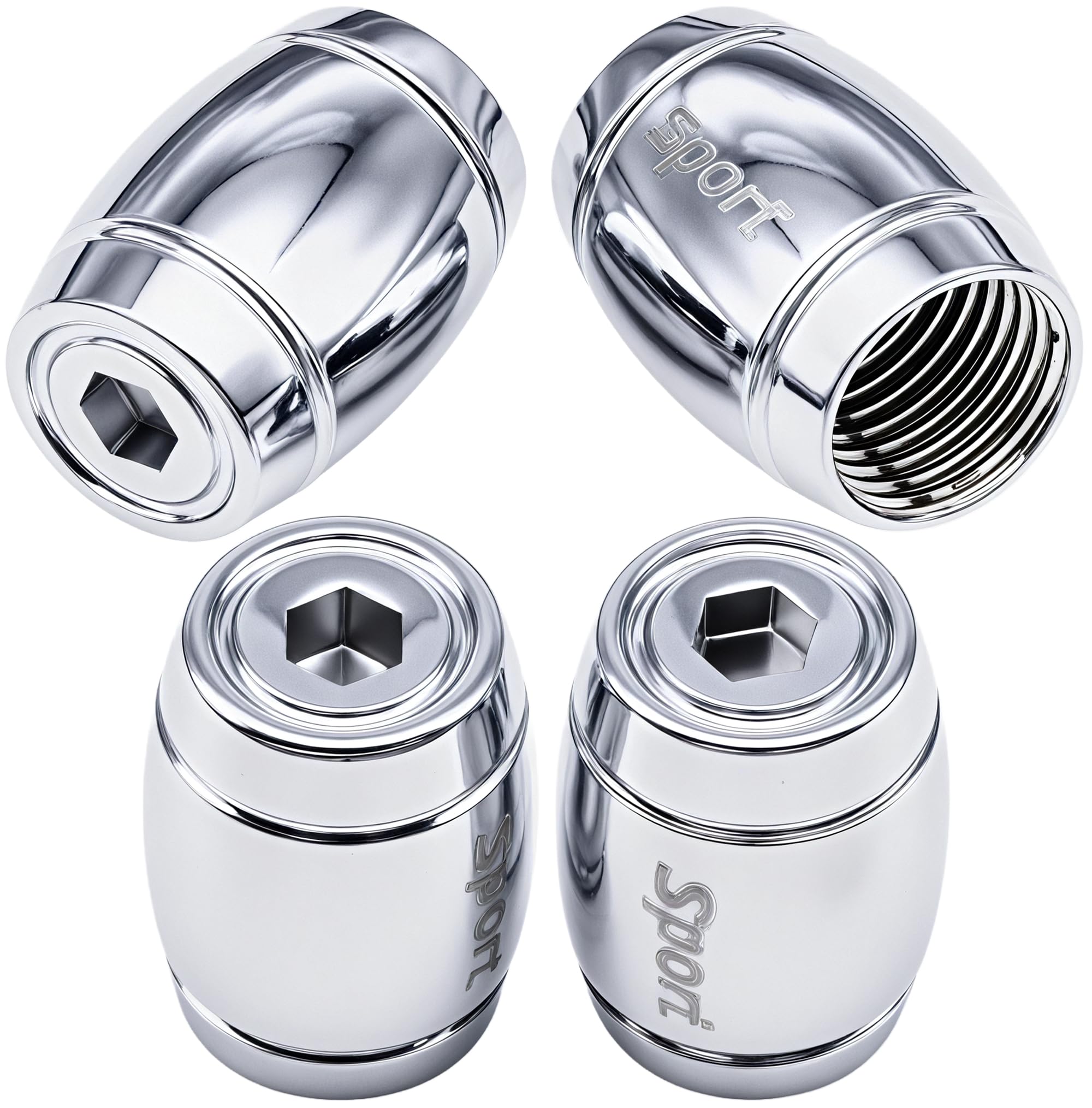 Meajoo 4 Pcs Anti Theft Sport Tire Valve Stem Caps, Universal Aluminum Elliptical Cylinder Tire Valve Caps With O Ring Rubber Se