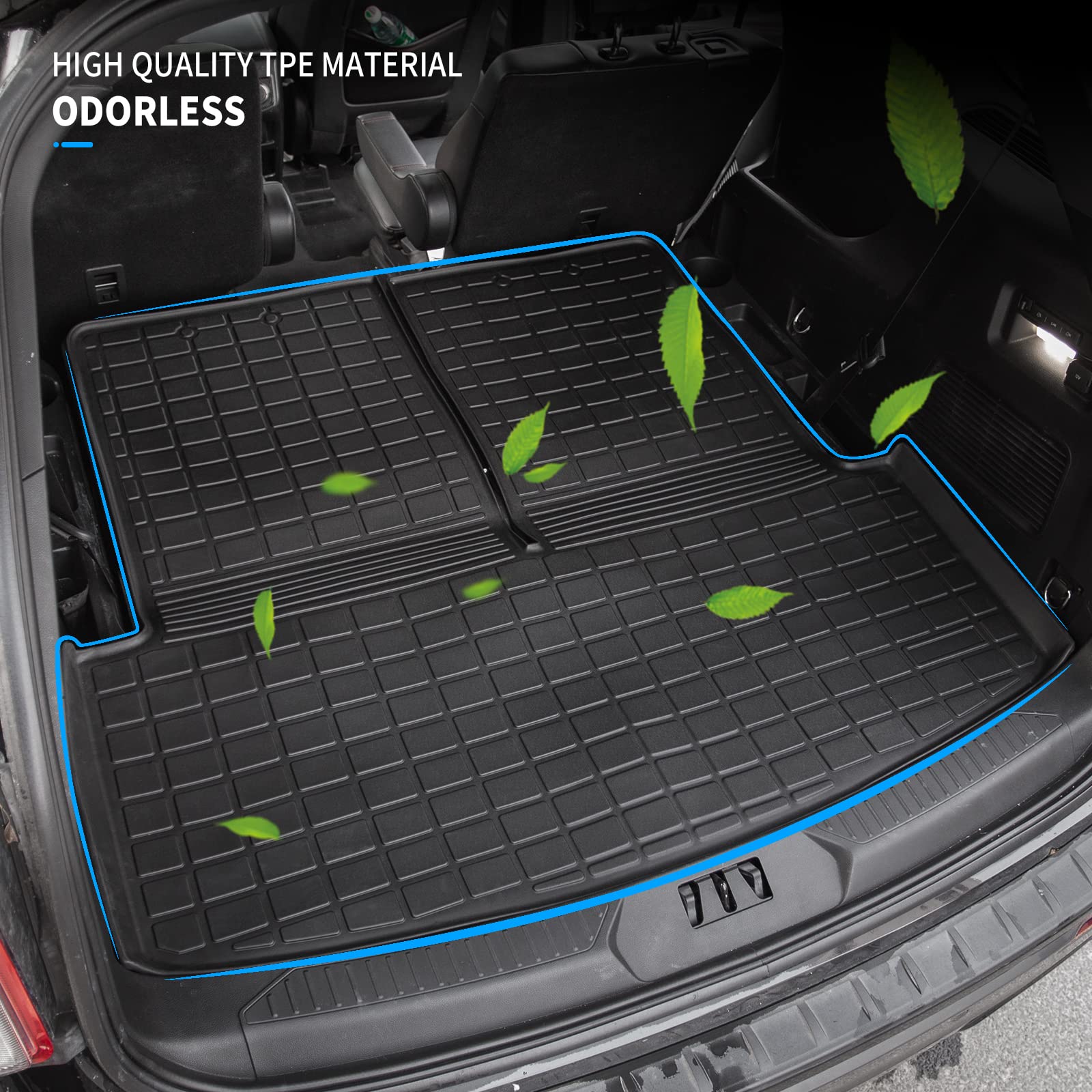 Dattumar TPE Cargo Mat for 2020-2025 Ford Explorer, Upgrade Trunk Mat with Backrest, 6&7 Passenger, All Weather Protection