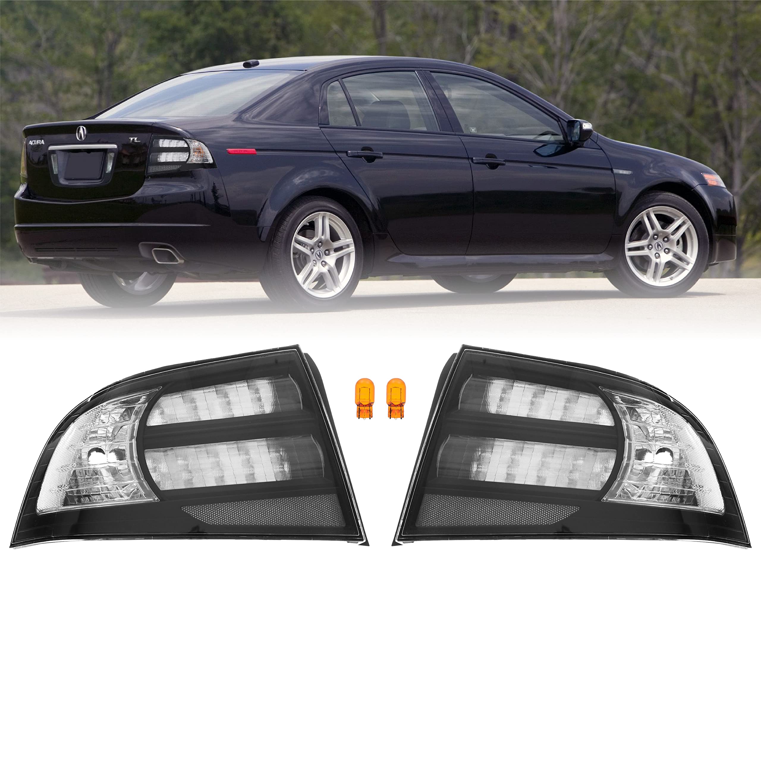 Usr Depo 3G Tl Tail Lights - Jdm Style Black Housing Rear Tail Lamps Cover (Left + Right) Compatible With 2004-2008 Acura Tl All