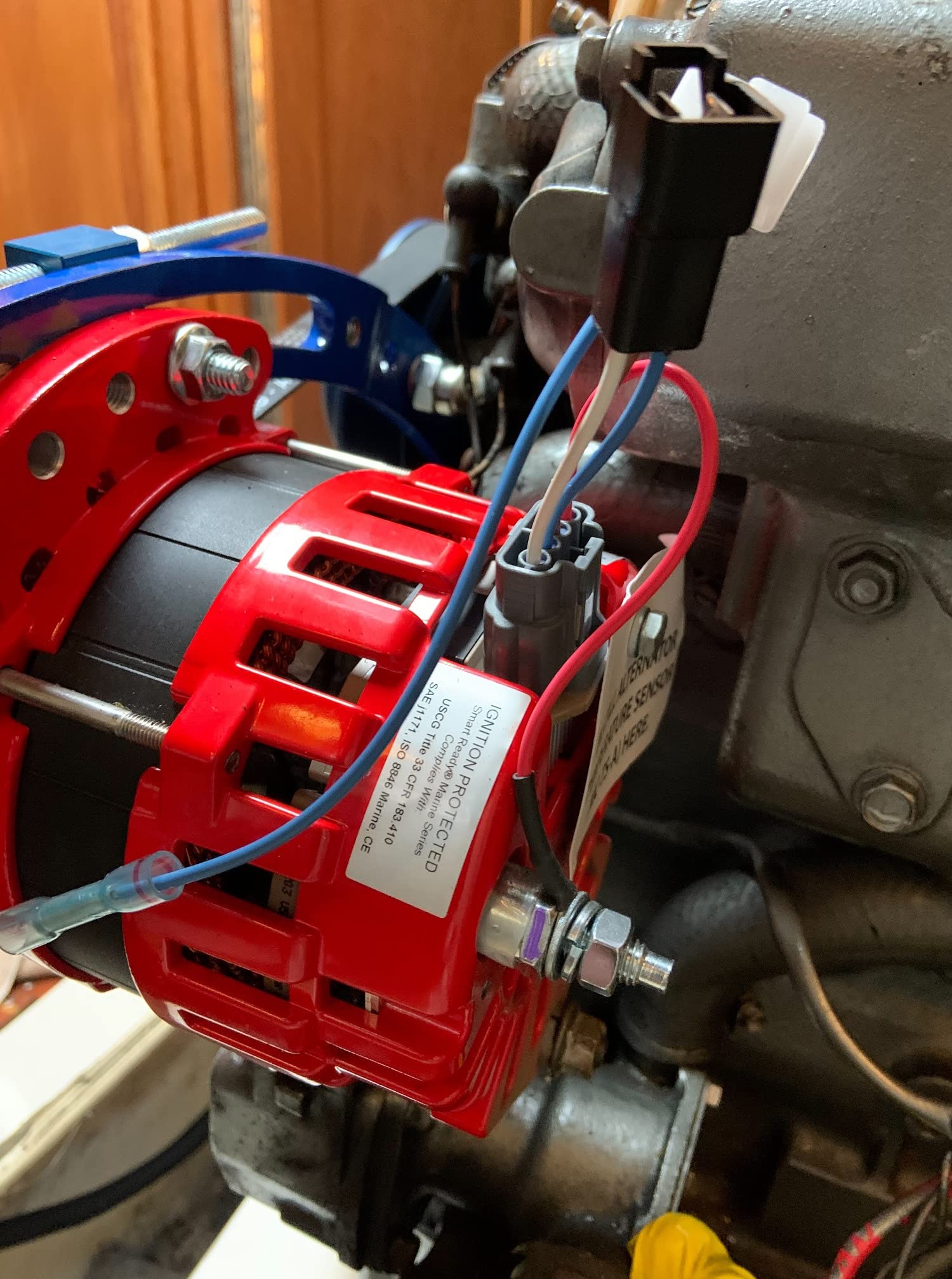 Balmar Alternator 3.15'' Dual Foot Saddle J10 Serpentine Pulley Regulator & Temp Sensor - 170A Kit - 12V