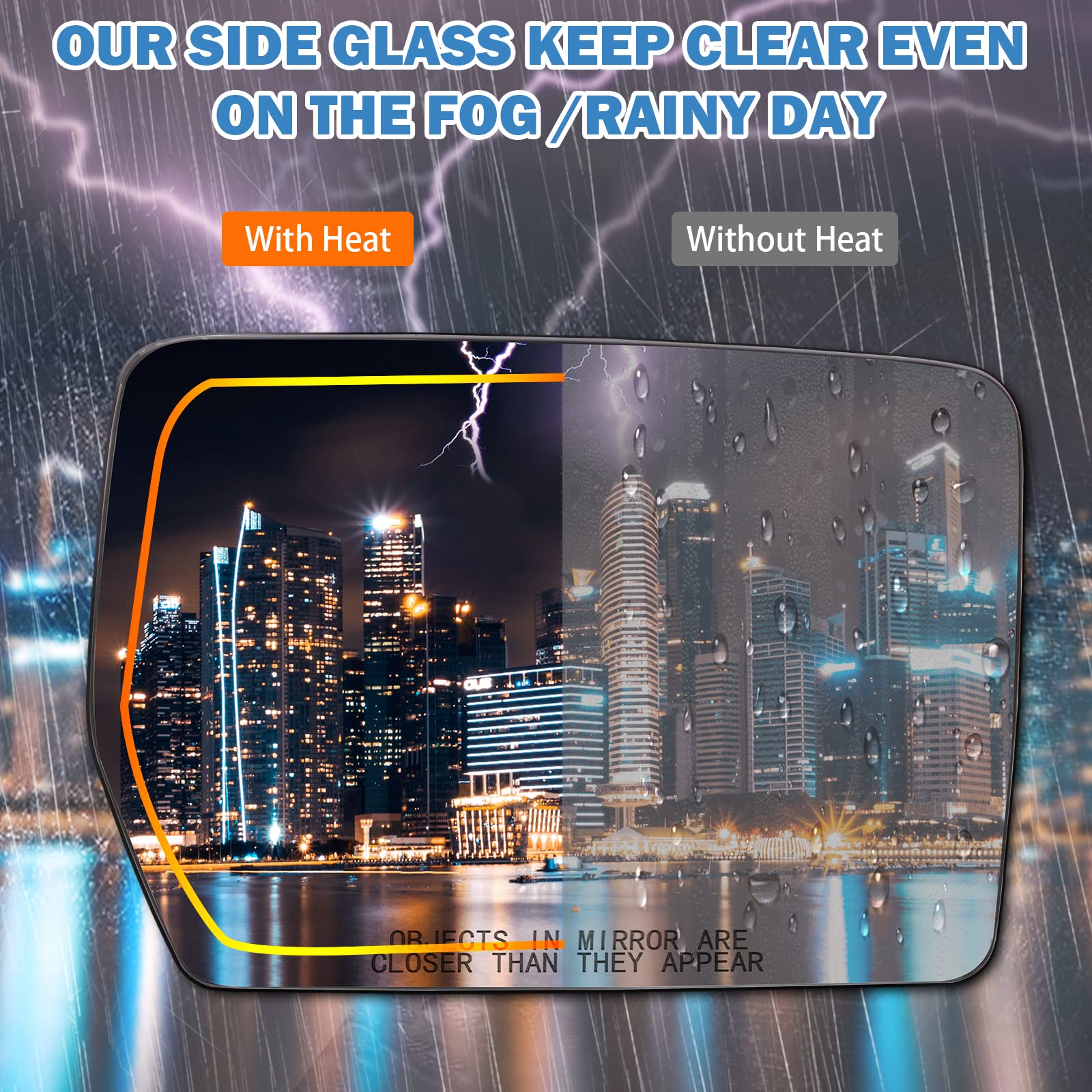 Passenger Right Side Heated Mirror Glass Compatible with 2004-2014 Ford F150 - Side Rearview Convex Mirror w/backing Holder - Re