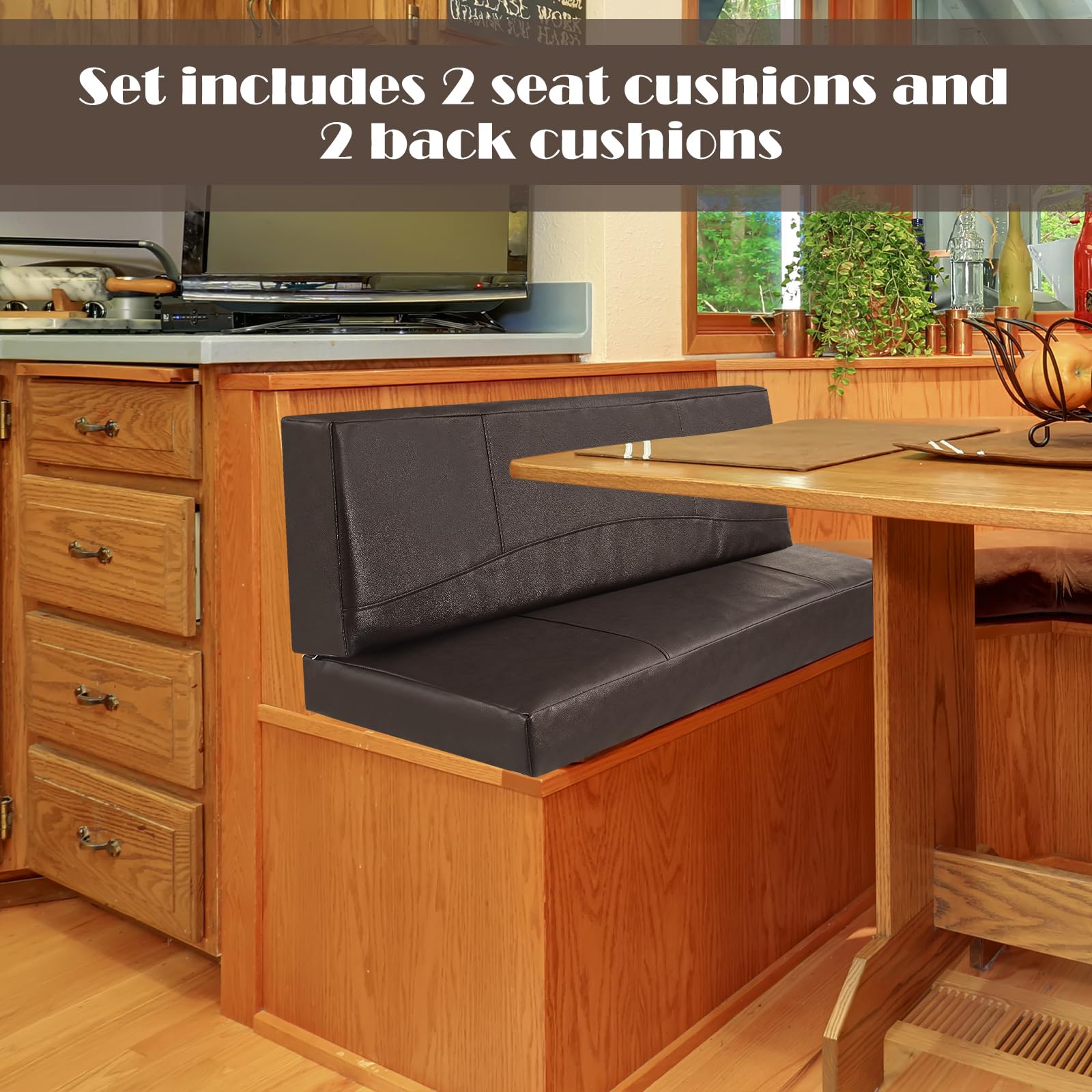 Barydat 2 Sets 40 Inch RV Dinette Cushions Replacement Camper Cushions RV Dinette Booth Seating Backrest with Memory Foam Campin