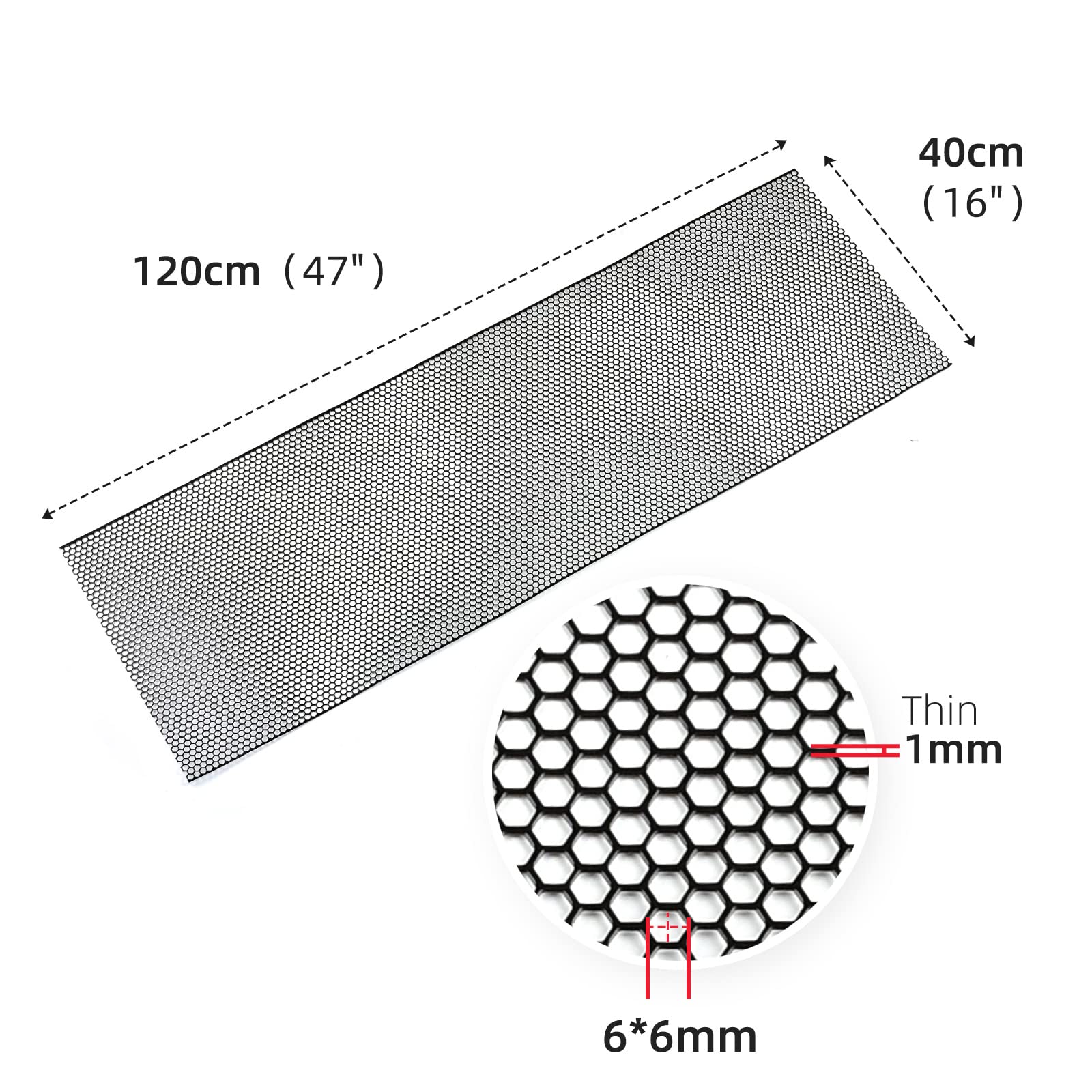 AggAuto 47x16 inches Car Pickup Truck Grill Mesh Spoiler Bumper Vent Aluminum Alloy Automotive Grille Insert Air Intake Racing H