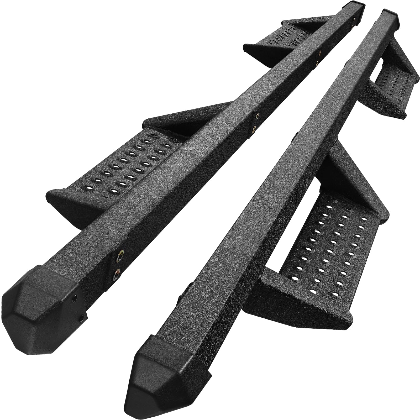 Smanow Running Boards Side Steps Compatible With 2009-2014 Ford F150 Supercrew Cab With 4 Full-Size Doors. Dual-Stage Textured Black Powder Coated, 4 Inch Step Bars.
