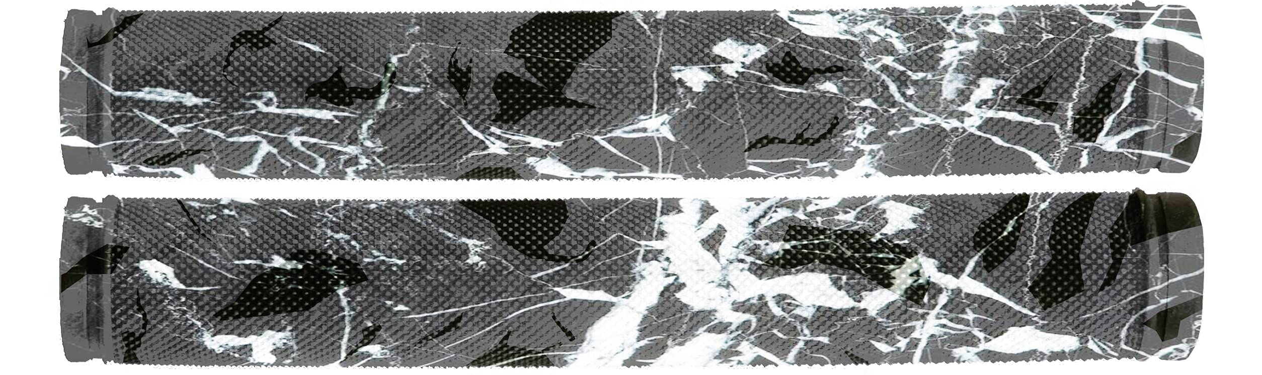 Rsi Racing 7/8' Universal Rubber Grip 7' Long Snowmobile/Atv/Bicycle/Scooter For Outdoor Recreation- Black/White/Gray Swirl