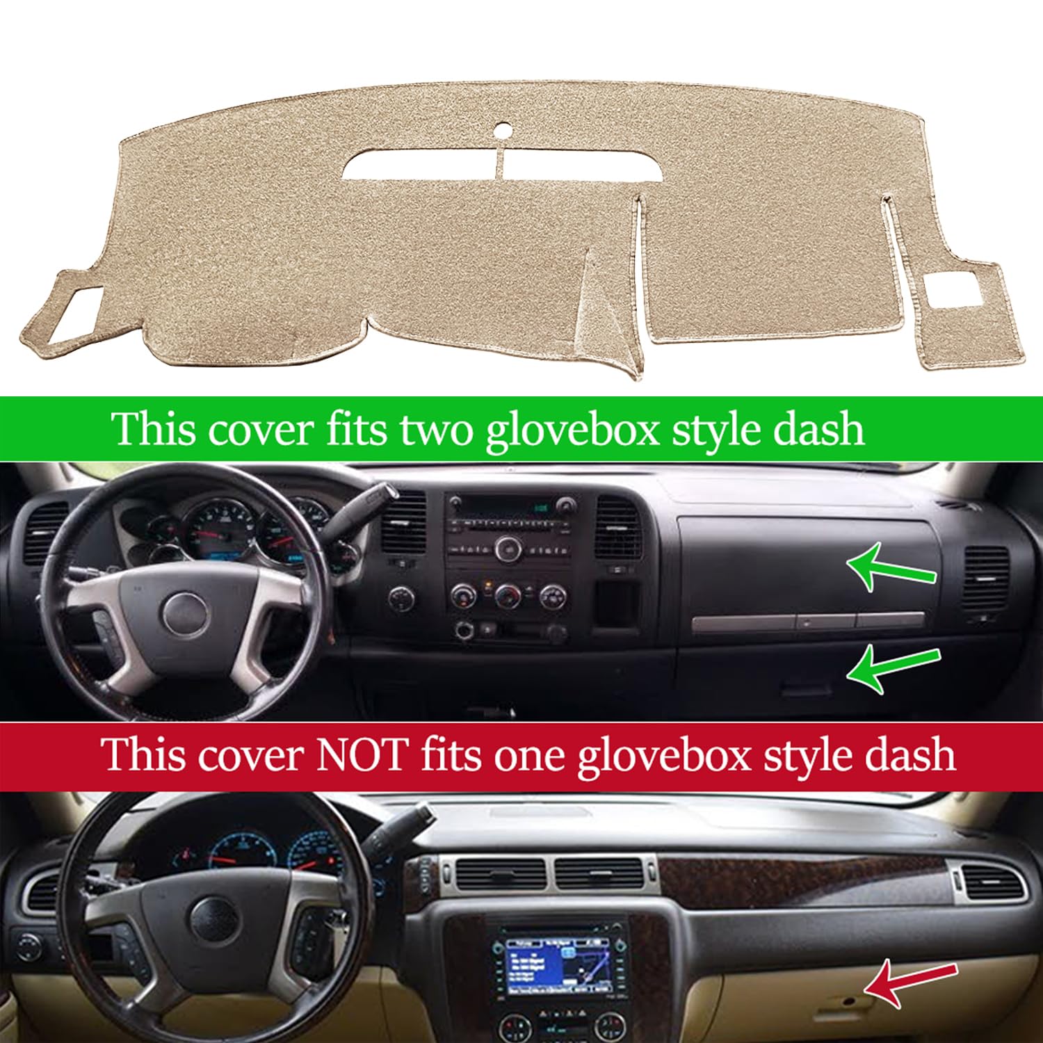 Dash Cover Custom Fit For Chevy Chevrolet Silverado 1500 Lt/Wt 2007-2013 2500 Hd / 3500 Hd 2007-2013, Gmc Sierra 2007-2013 .Dash
