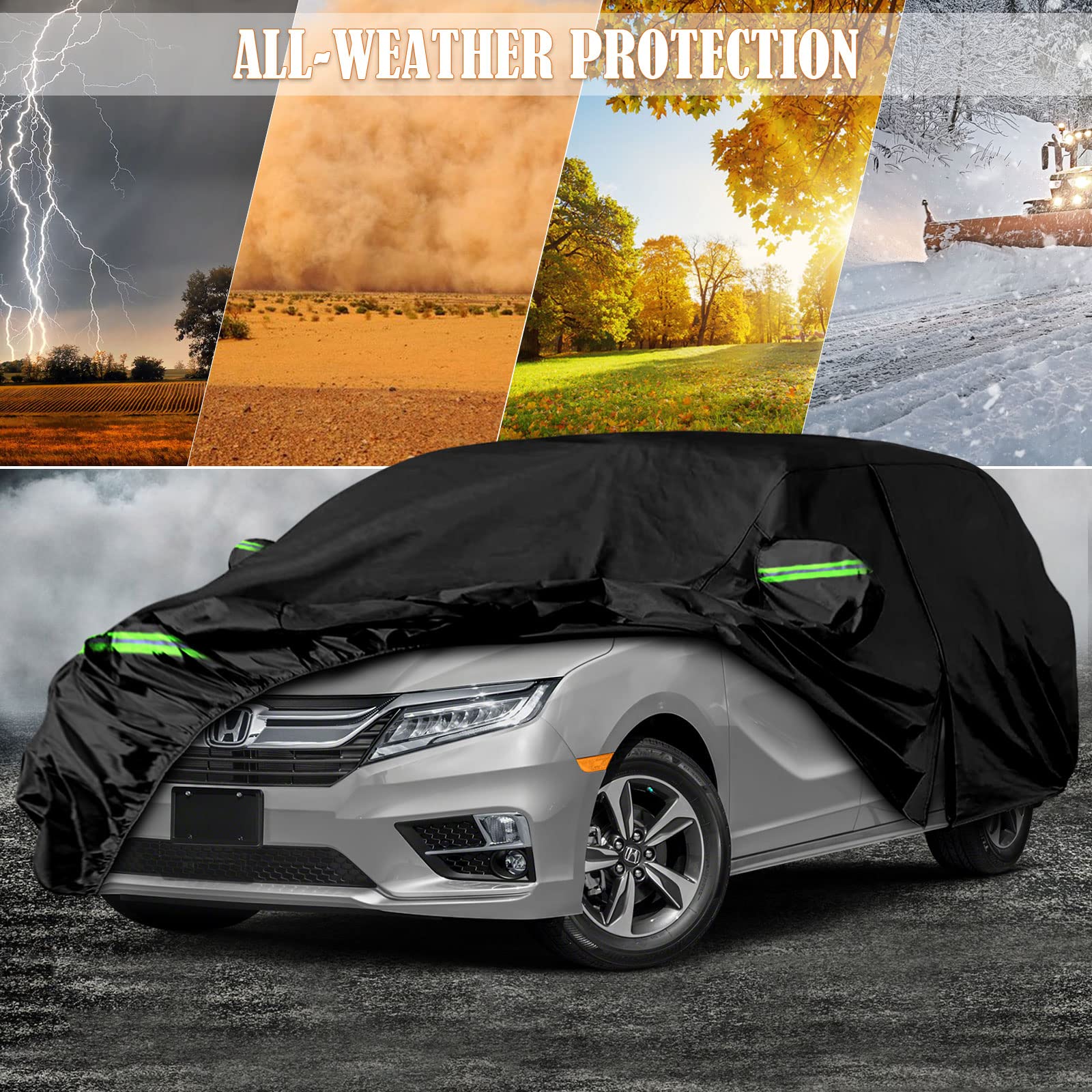 Waterproof Car Cover Replace For 2005-2025 Honda Odyssey Minivan, 6 Layers All Weather Car Covers With Door Zipper & Windproof B