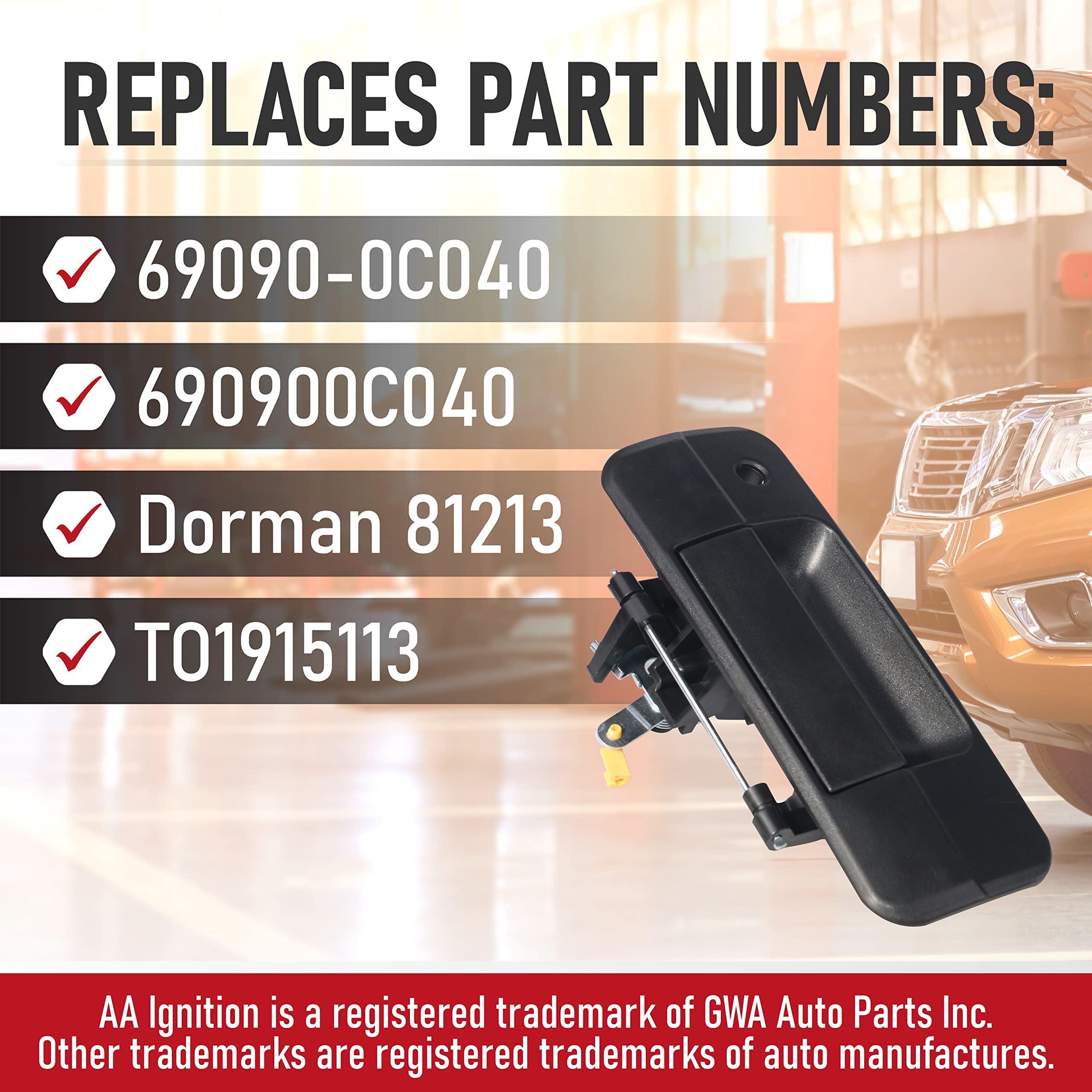 Replacement Tailgate Handle Latch With Keyhole - Replaces 690900C040, 69090-0C040, 81213 - Compatible With Toyota Tundra 2007, 2