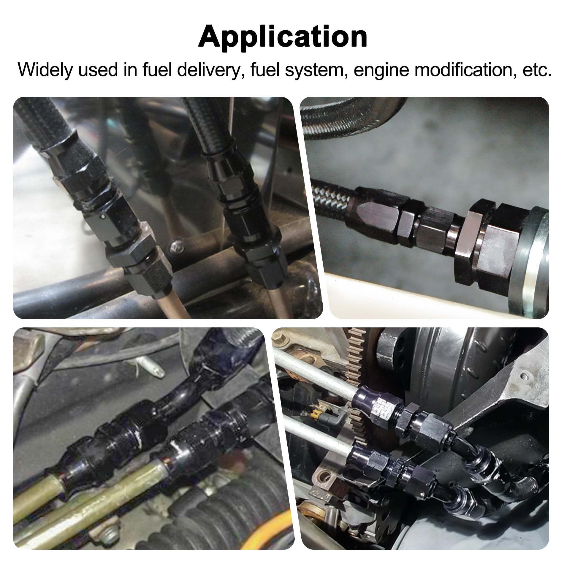 EVIL ENERGY 6AN Female Flare to 5/16 '' Compression Hardline Fitting Aluminum Black 2PCS