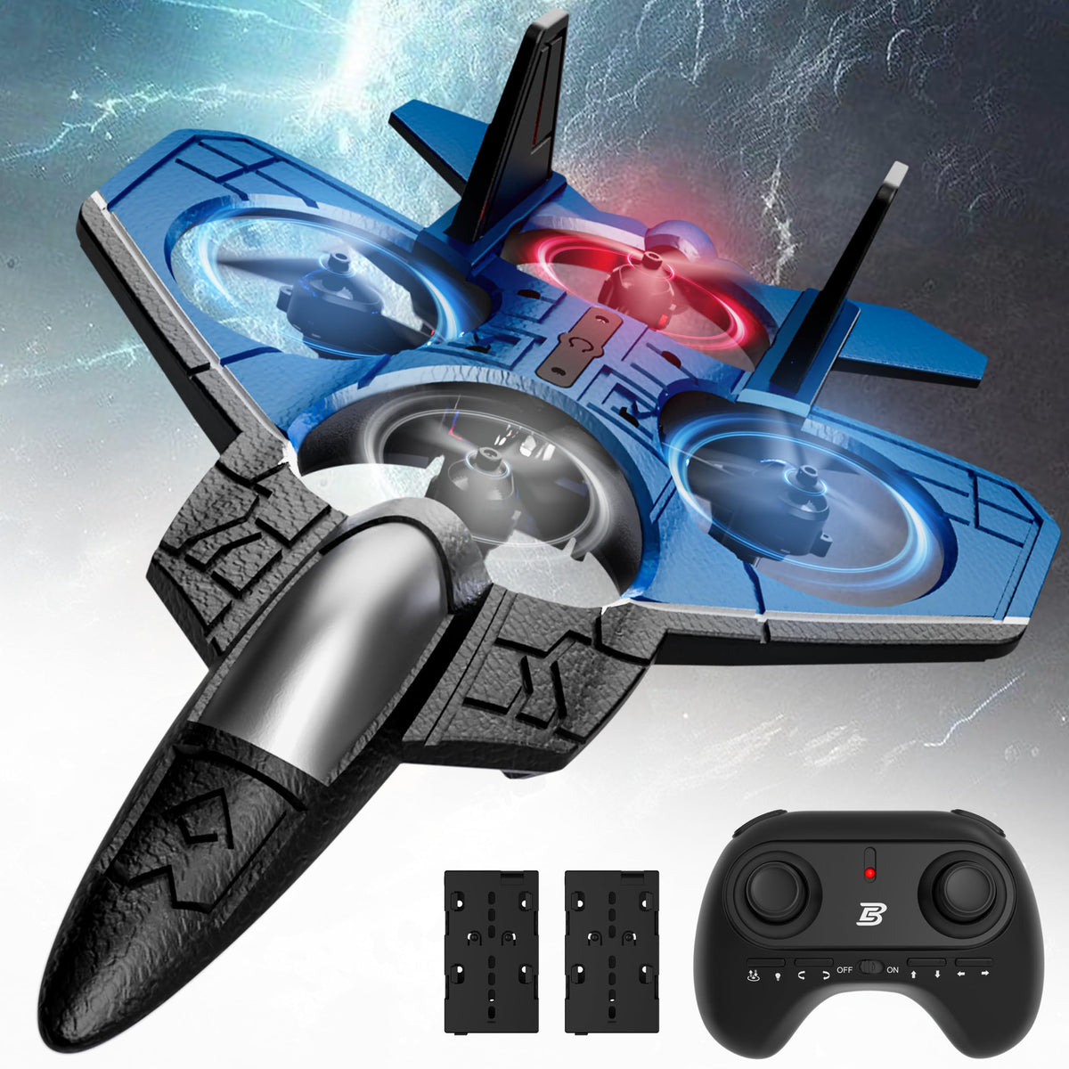 Bezgar Rc Fighter Airplane?F-22 Raptor Mini Drone Remote Control Jet Plane Stunt Drone For Adults & Kids Toy With Light Gift For