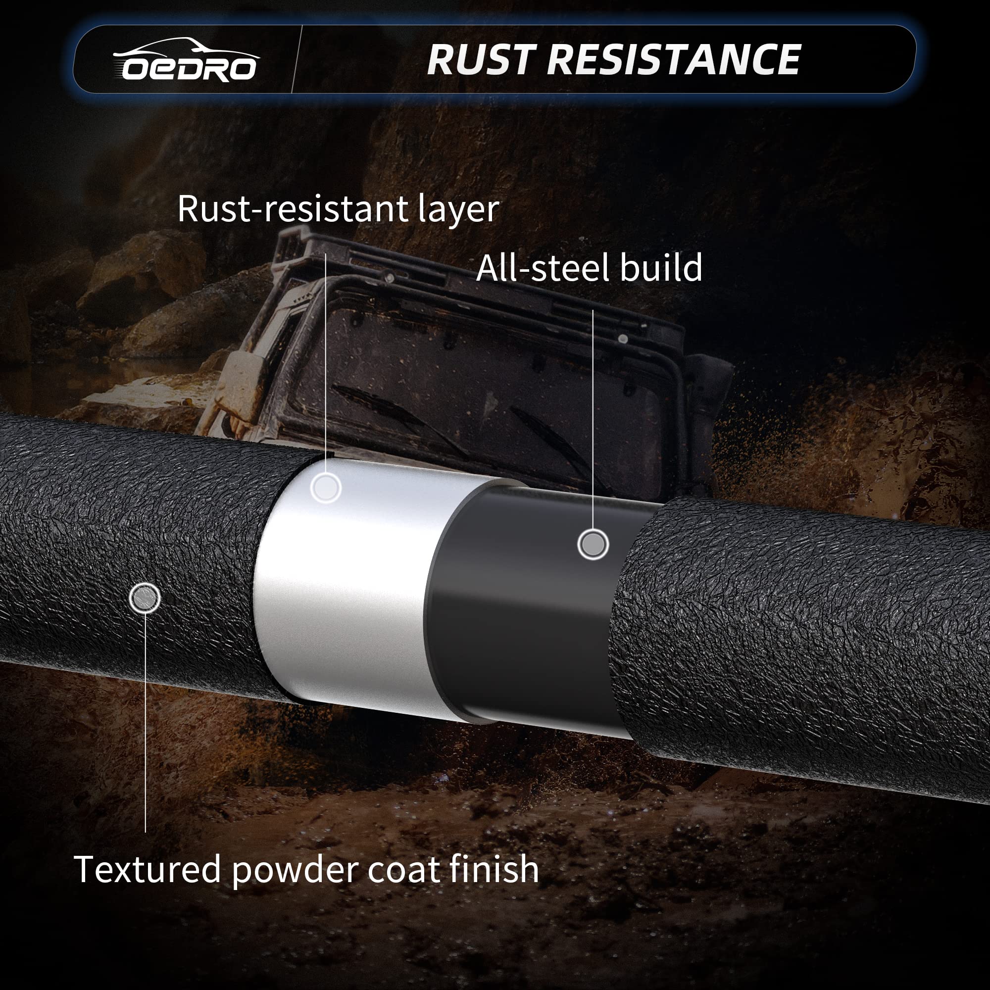 Oedro Off Road Rear Bumper Combo Compatible With 2007-2018 Jeep Wrangler Jk & Jku Unlimited (2/4 Doors), Full Width Back Bumper With Hitch Receiver & 2 X D-Rings