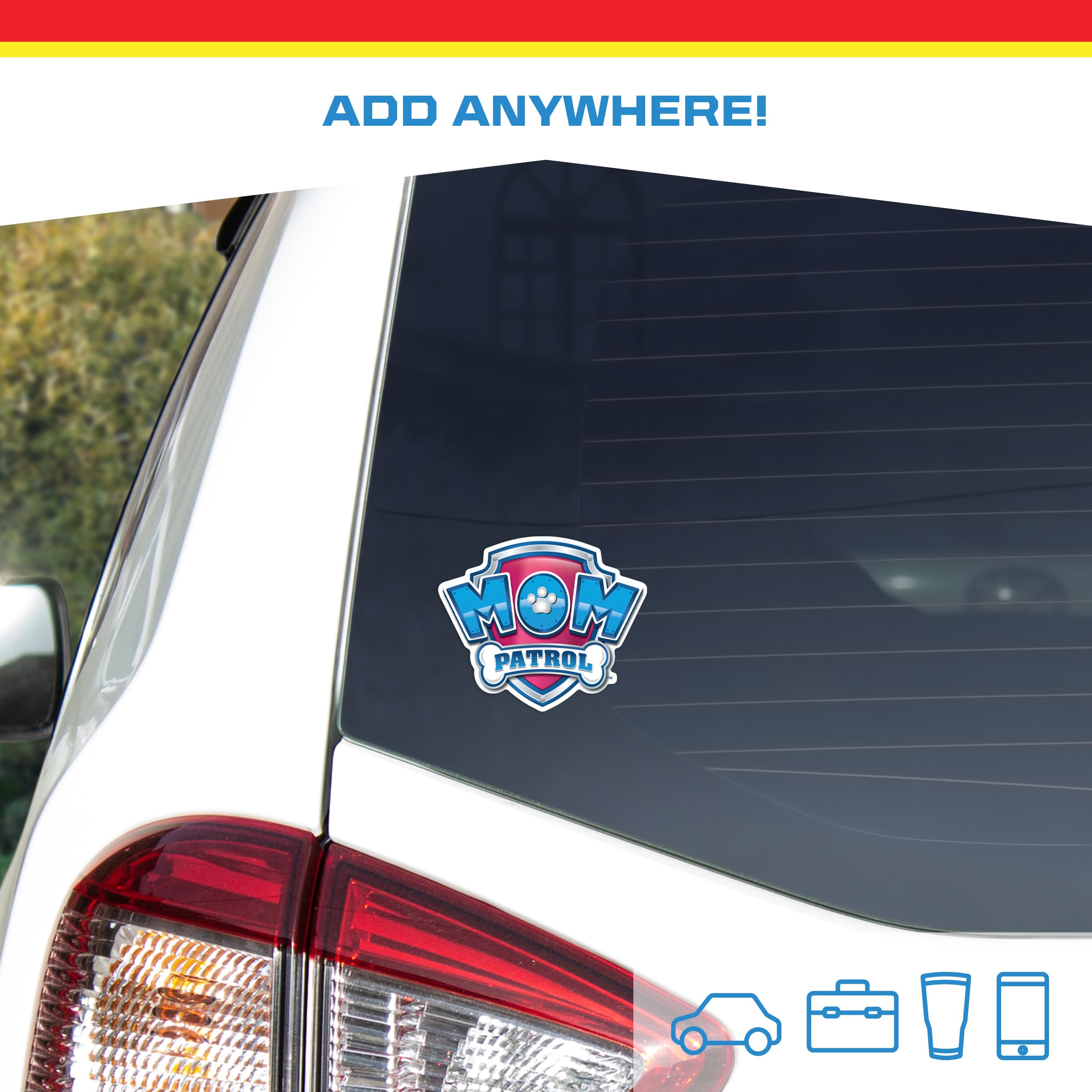 Paw Patrol Mom Patrol Decals - Set Of 3 Mom Patrol Badge Vinyl Stickers For Truck Water Bottle Bike Helmet Laptop Skateboard - O