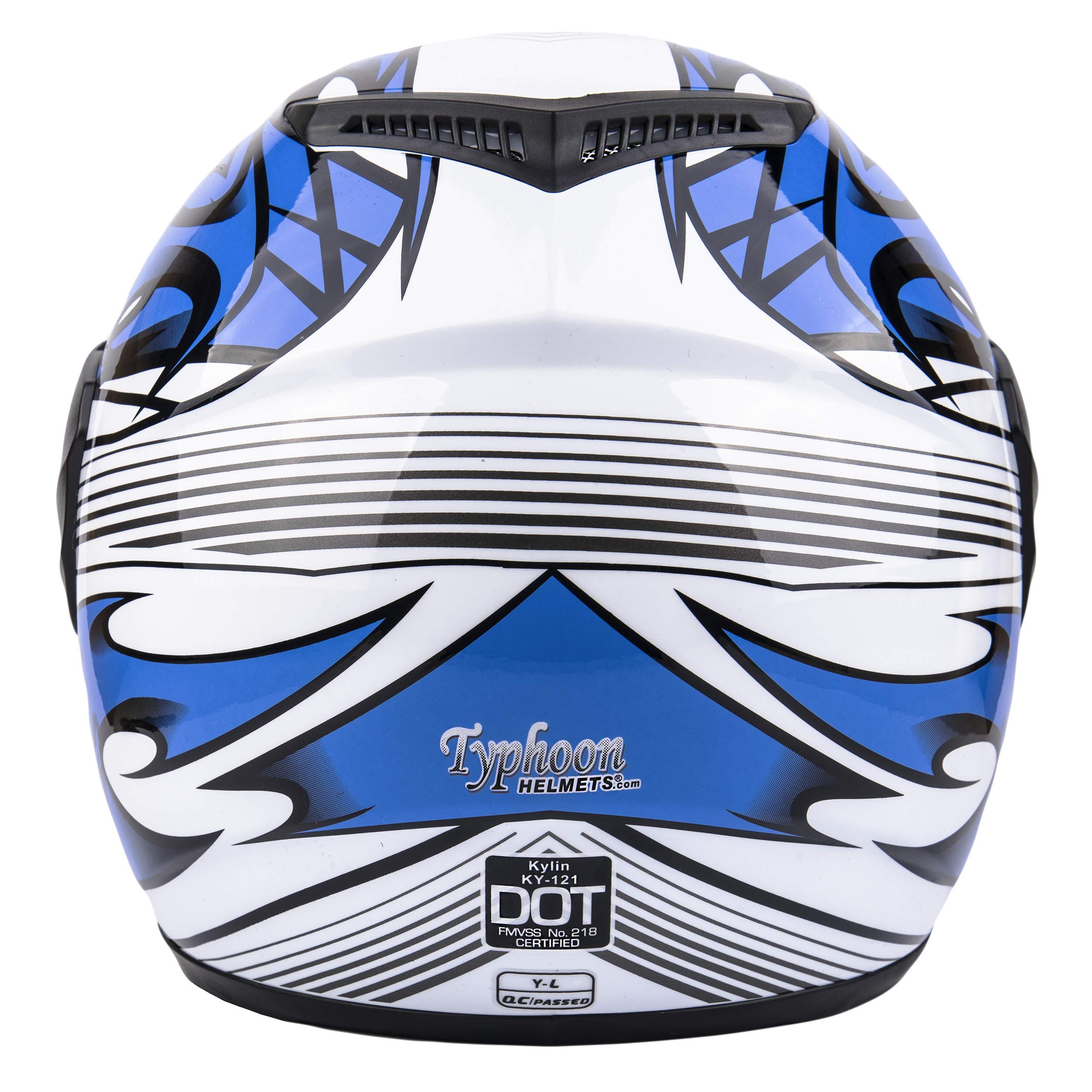 Typhoon Youth Full Face Motorcycle Helmet Kids Dot Street -Blue ( Large )