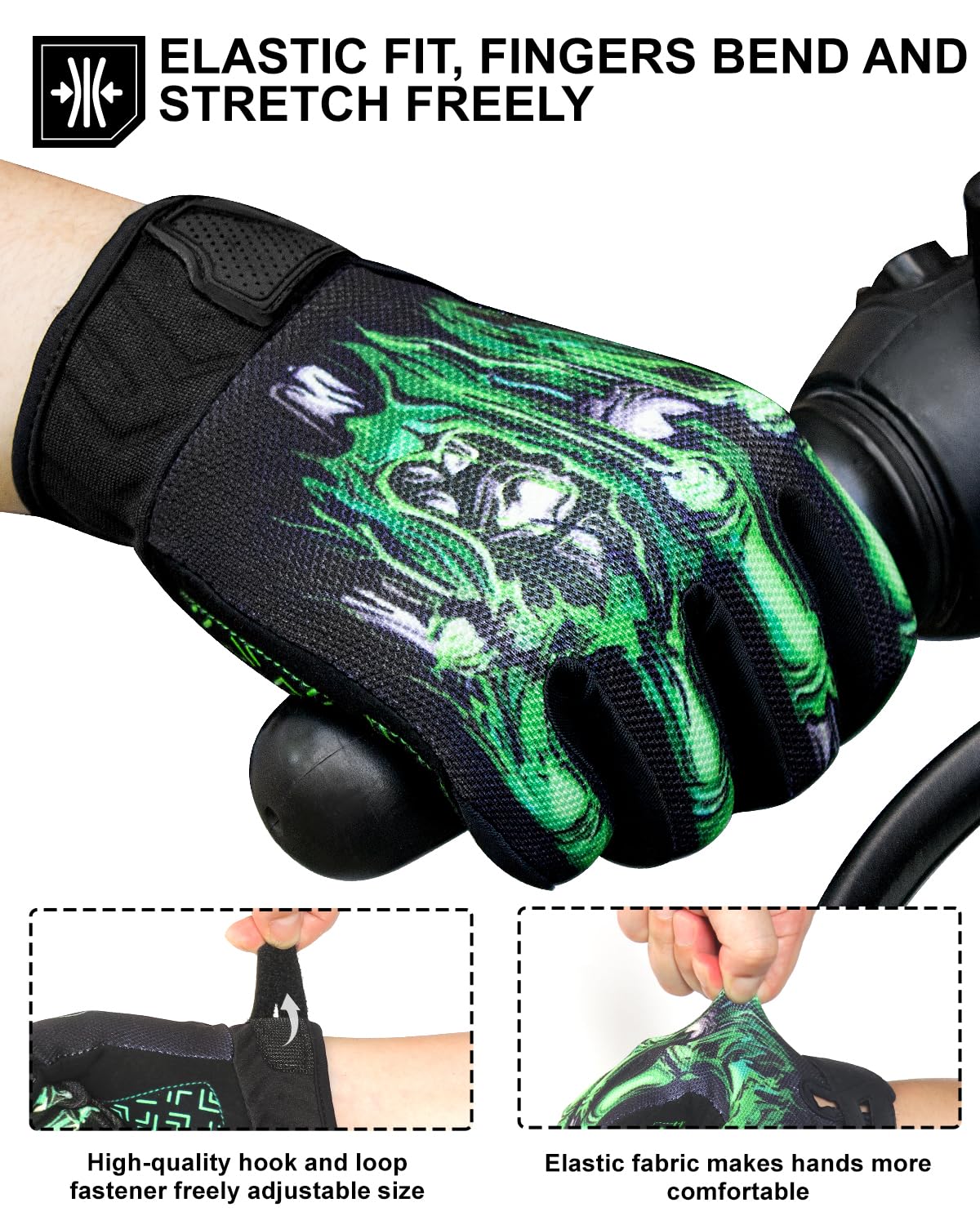 Rigwarl Motorcycle Gloves For Men And Women - Touchscreen, Breathable Skeleton Dirt Bike Non-Slip Full Finger Gloves For Riding,