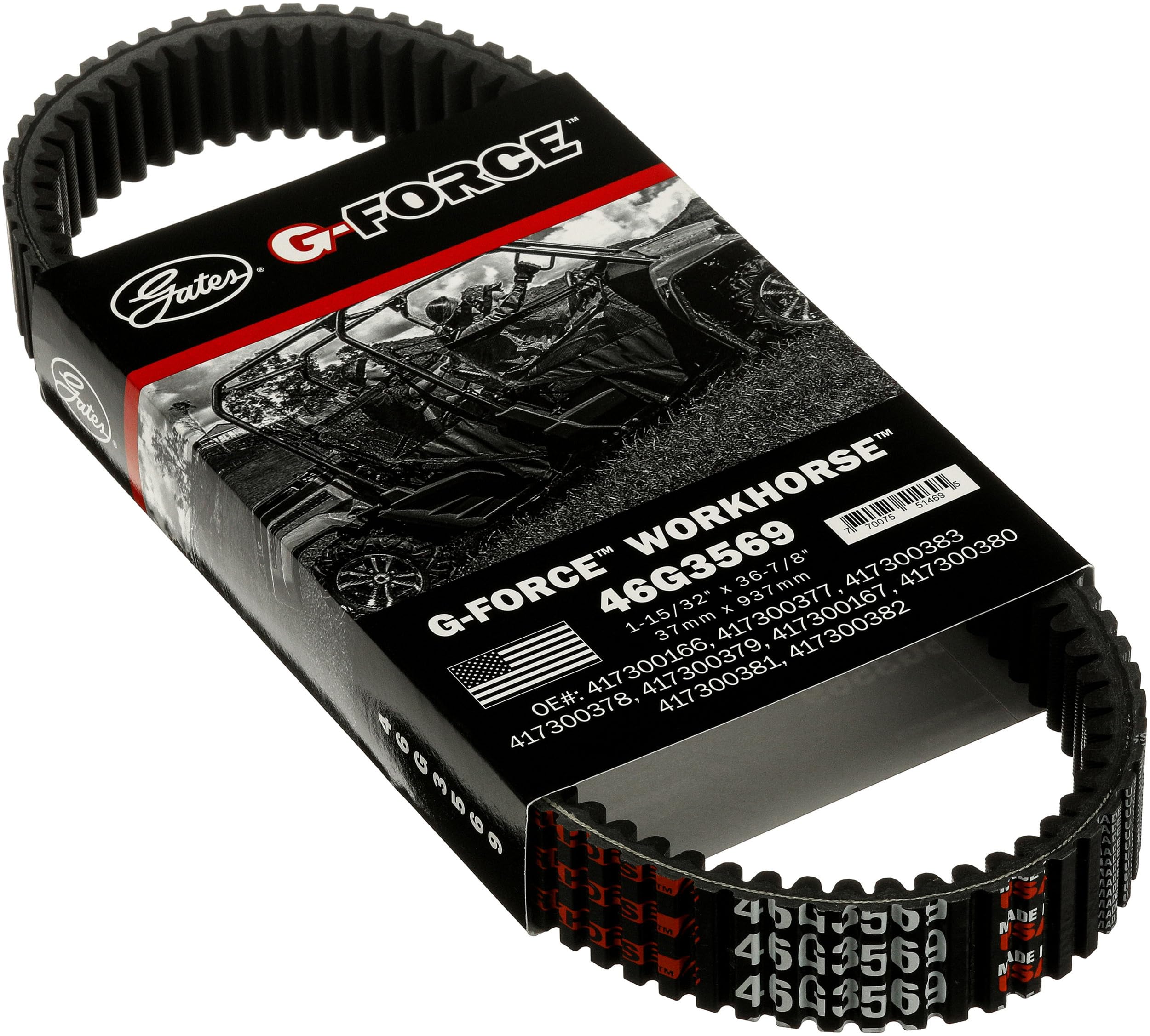 Gates G-Force WorkHorse 46G3569 Continuously Variable Transmission (CVT) Belt - fits select 2005-2021 Arctic Cat, 2018-2019 Text