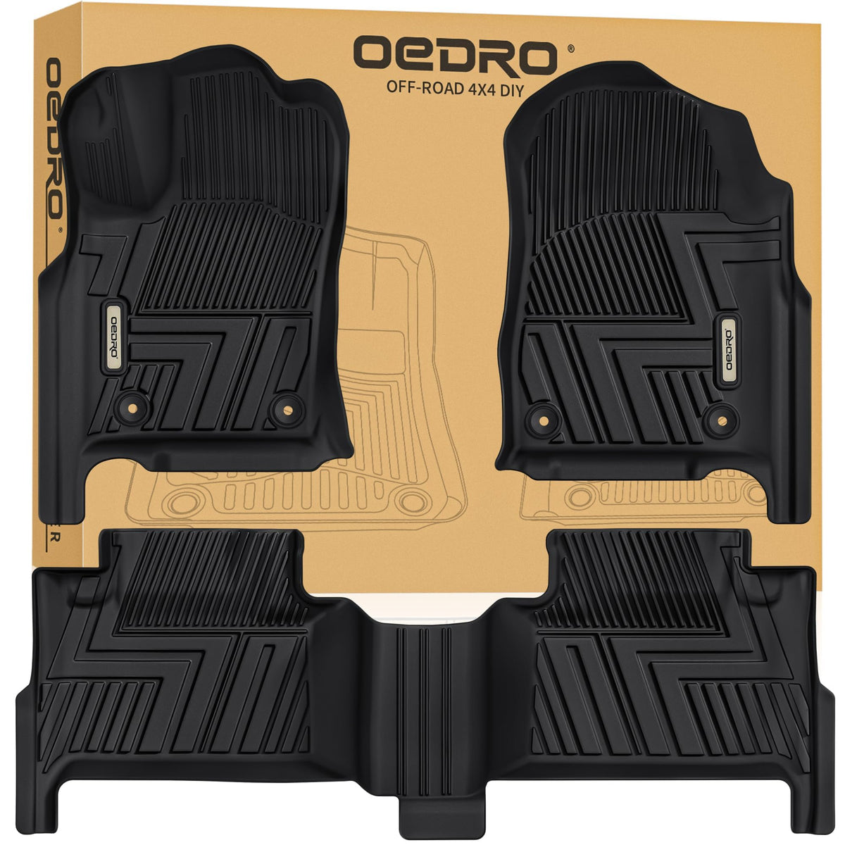 Oedro Floor Mats Fit For 2016-2021 Jeep Grand Cherokee/Dodge Durango & 2022 Jeep Grand Cherokee Wk, Tpe All-Weather Front & Rear