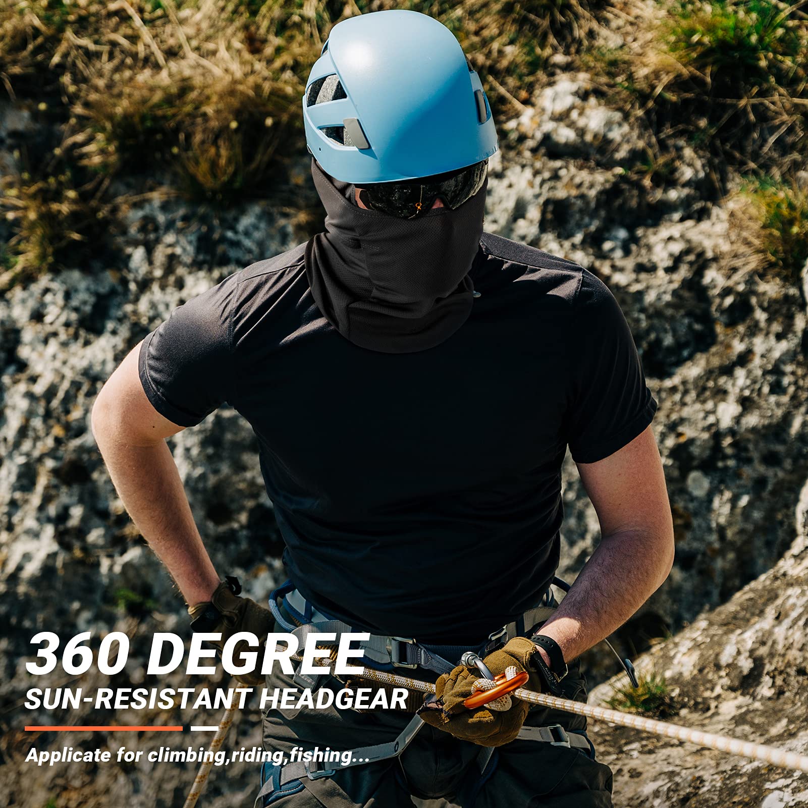 Vulkit Balaclava Face Mask Uv Protection For Women Men Leightweight Sun Tatical Hood Fishing Riding Motorcycle (Wild Black, Regu