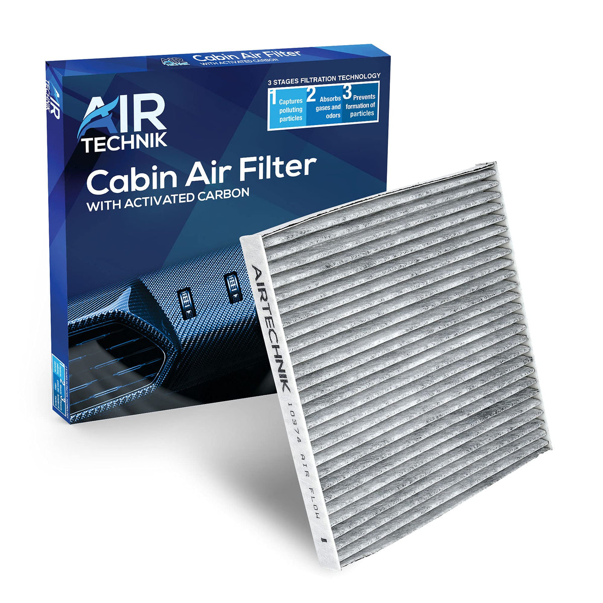 Airtechnik Cf10374 Cabin Air Filter W/Activated Carbon | Fits Toyota Tacoma 2005-2023 / Dodge Dart 2013-2016 / Pontiac Vibe 2003-2008 - 87139-Yzz09