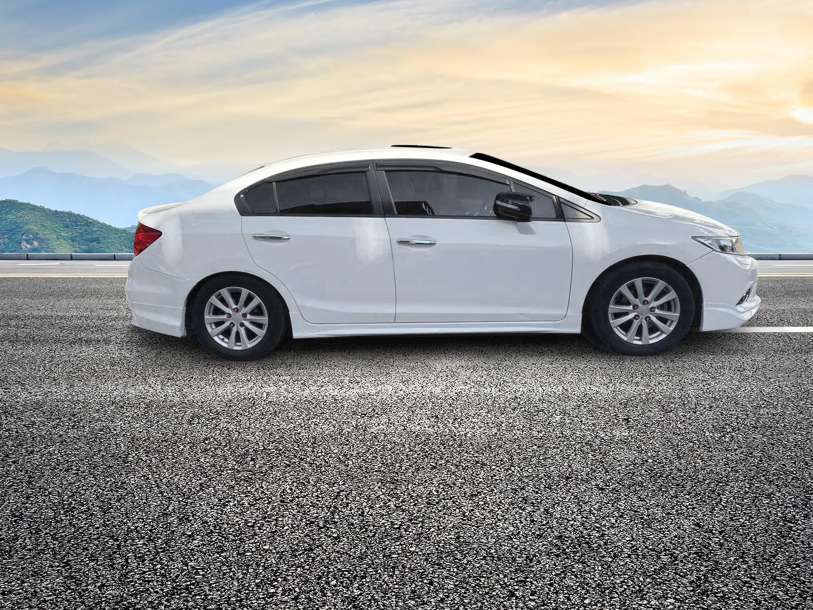 IKON MOTORSPORTS Side Skirts for 2012-2015 Honda Civic 4Dr - Unpainted Black ABS Plastic Rocker Panels Pair