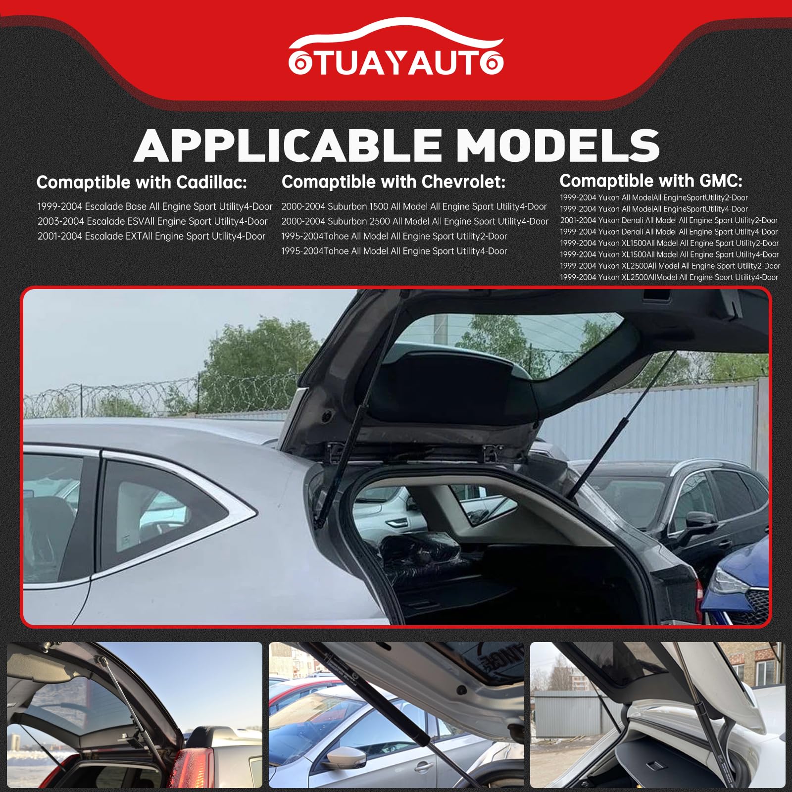 Otuayauto Rear Hatch Liftgate Struts, Replacement For 2000-2004 Chevy Suburban, 95-04 Chevrolet Tahoe, 99-04 Gmc Yukon, 99-06 Ca