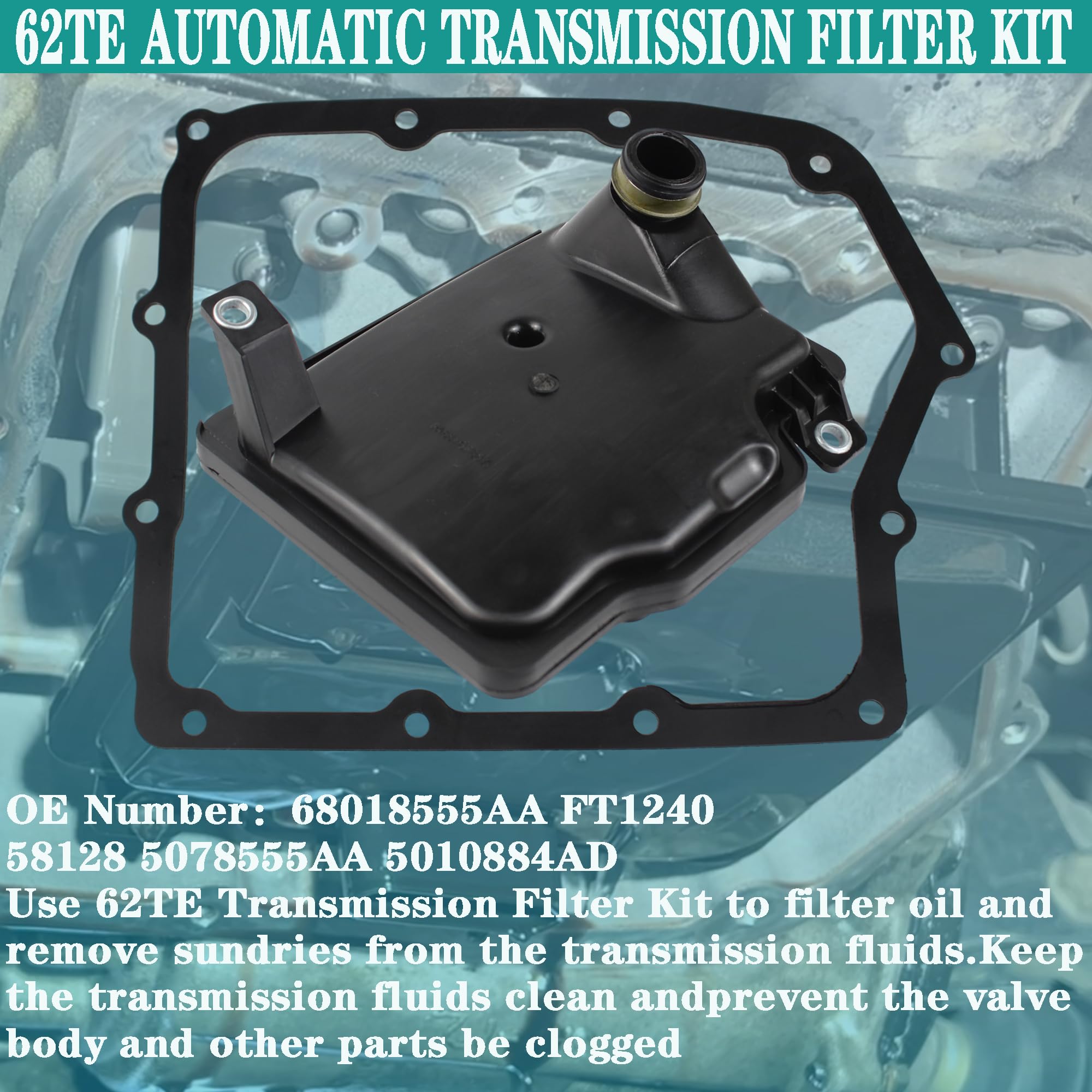 Yzusgomumu 62Te Automatic Transmission Filter Kit Compatible With Dodge Avenger Grand Caravan Journey Chrysler Pacifica Sebring 200 Town And Country Ram C/V Promaster Replaces 68018555Aa Ft1240 58128
