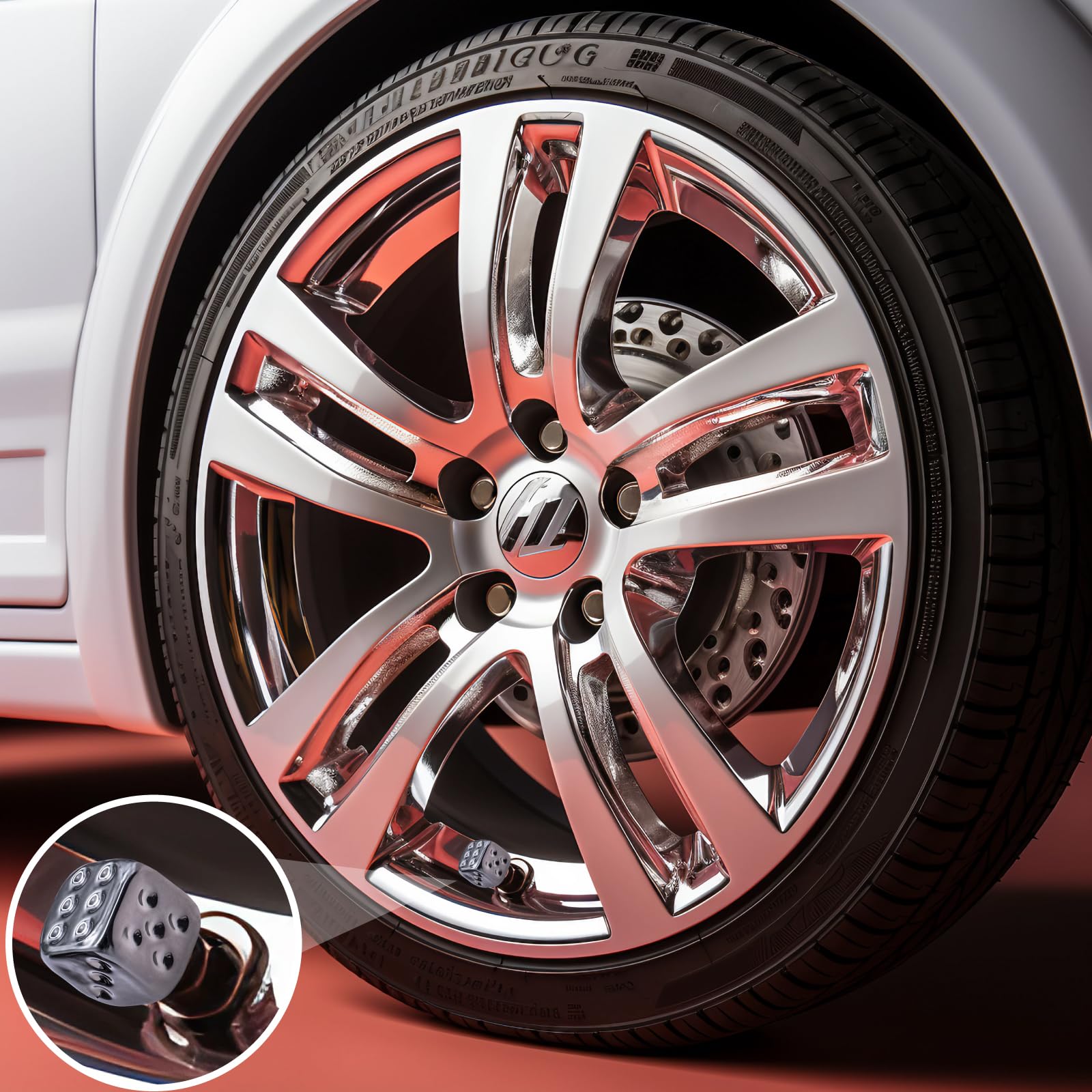 MEAJOO 8PCS Dice Tire Valve Stem Caps, Wheels Tire Air Caps with O Rubber Ring Accessories, Corrosion Resistant Leak-Proof, Univ