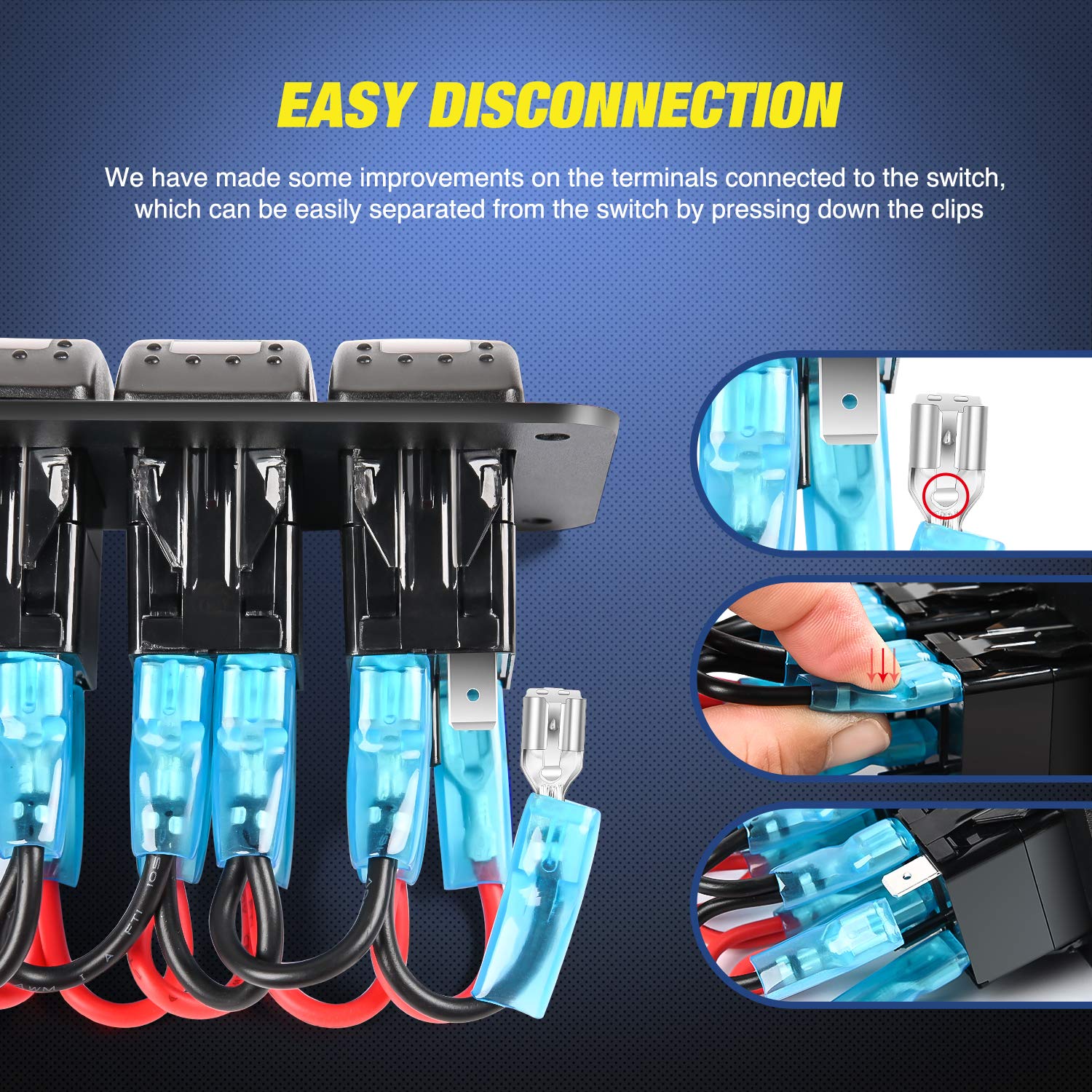 Nilight 90017C 3 Gang Aluminum Panel Toggle Dash 5 Pin On/Off Pre-Wired Rocker Switch Holder for Automotive Car Marine Boat, 2 Y