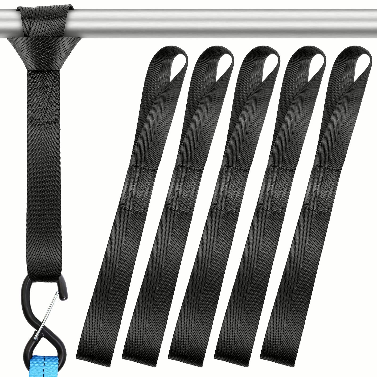 Rio Direct 6-Pack Soft Loop Tie Down Straps, 1800Lbs Load Capacity, 4800Lbs Breaking Strength, 1 * 12 Inches Heavy Duty Motorcycle Handlebar Tie Down Straps, For Secure Trailering Of Bikes, Atv, Utv